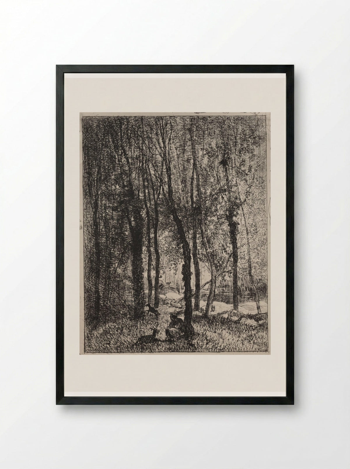 The Goatherd Girl - Charles François Daubigny - Framed Print Black