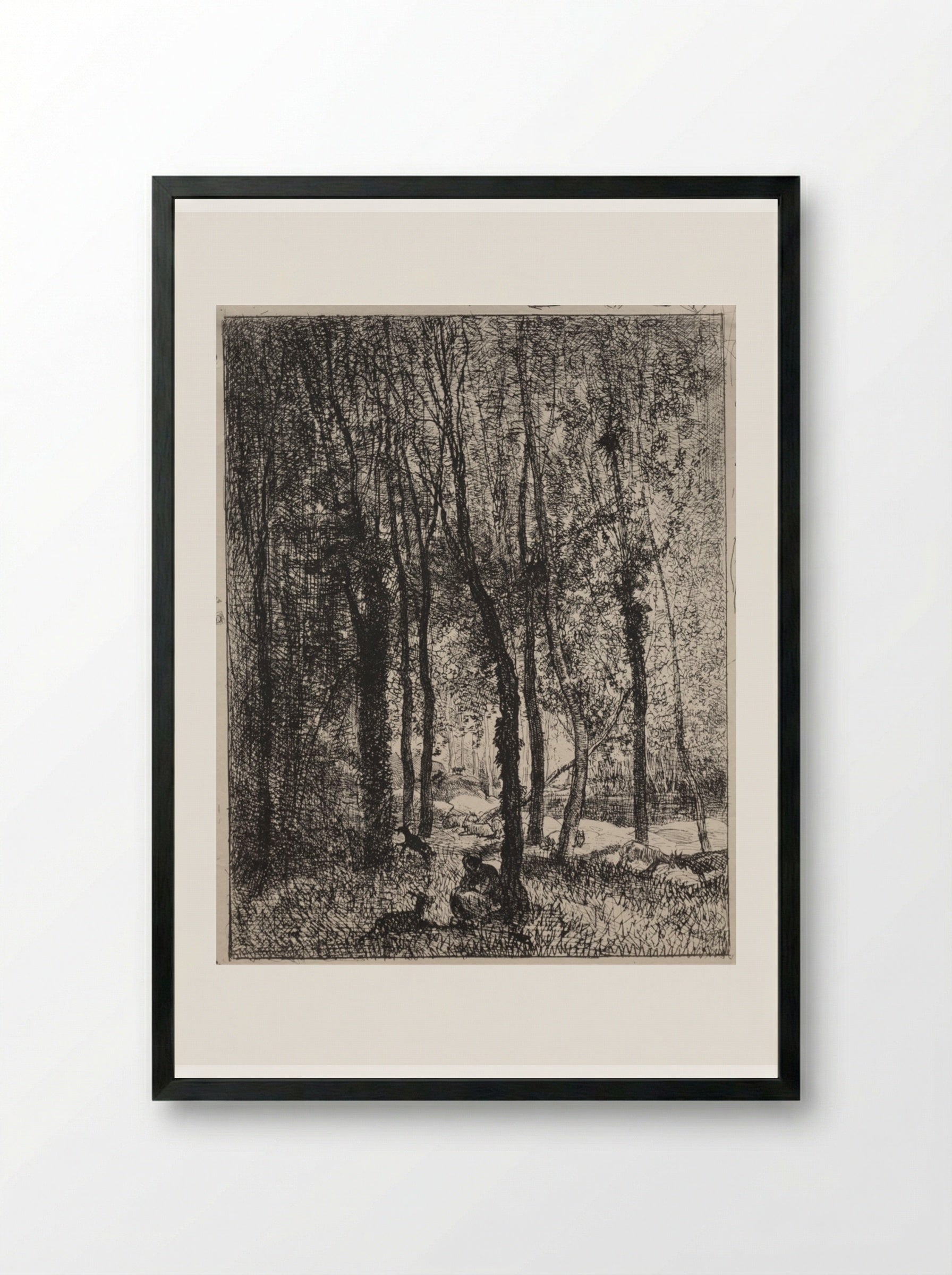 The Goatherd Girl - Charles François Daubigny - Framed Print Black