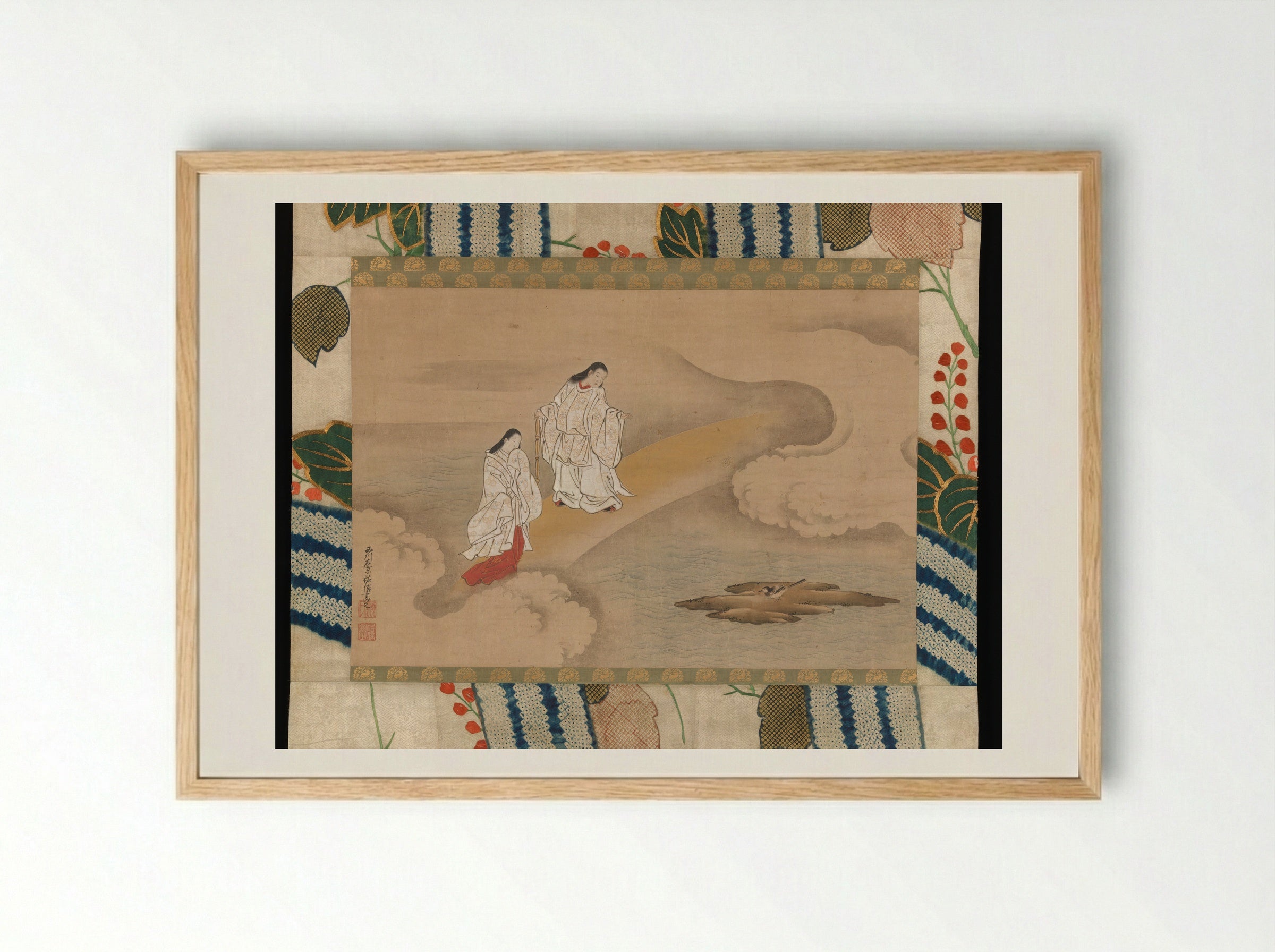 The God Izanagi and Goddess Izanami - Nishikawa Sukenobu - Framed Print Wood