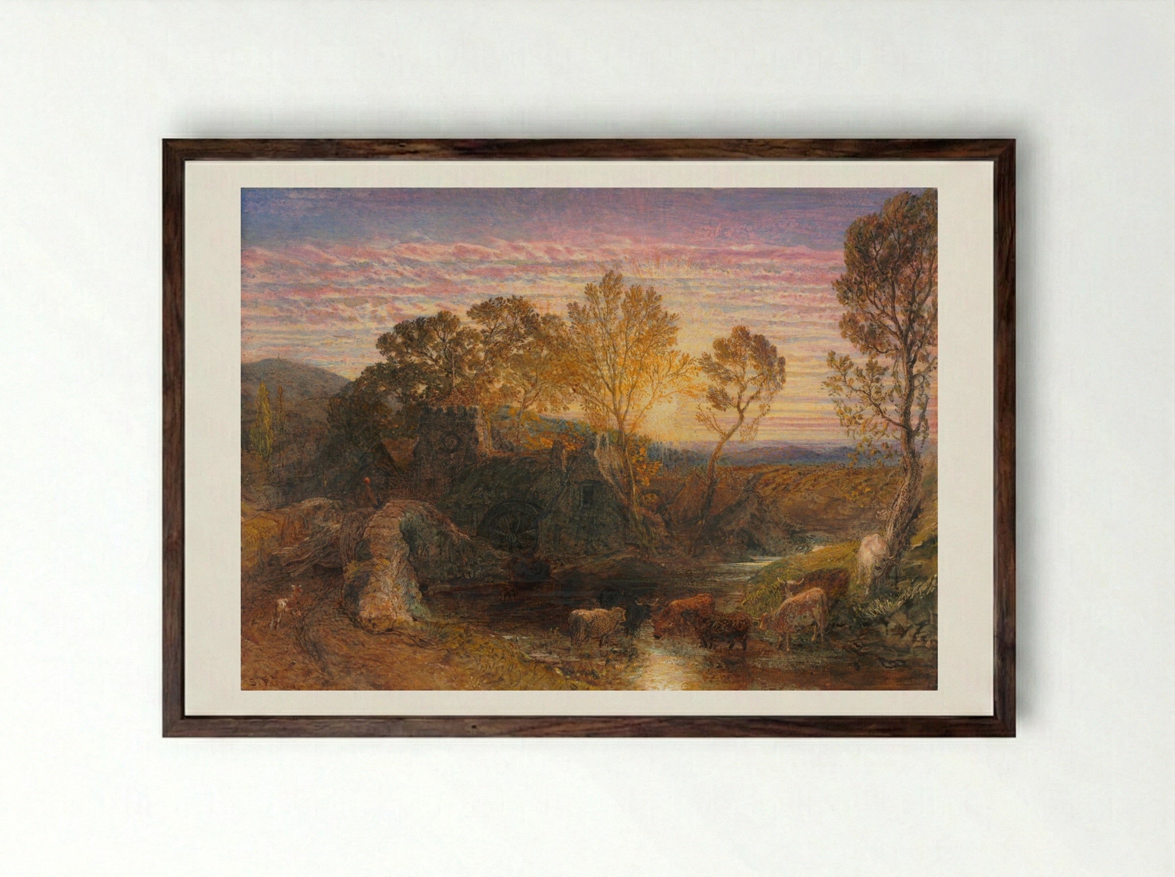 The Golden Hour - Samuel Palmer - Framed Print Dark Wood