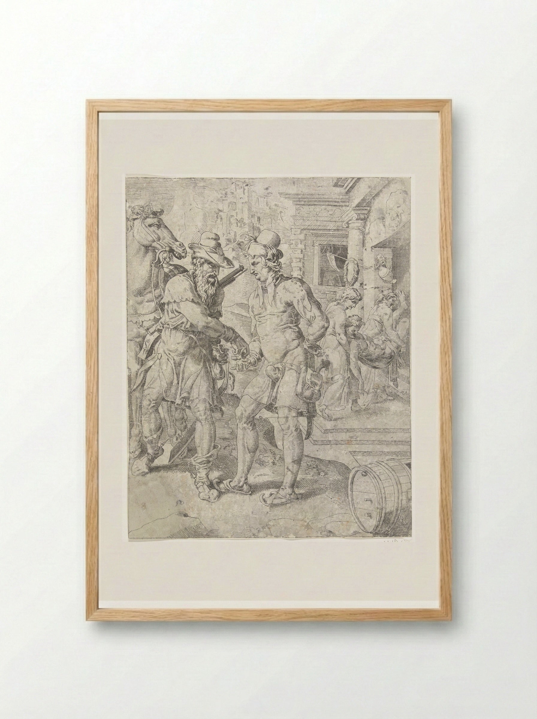 The Good Samaritan Paying the Innkeeper - Dirck Volckertsz. Coornhert - Framed Print Wood