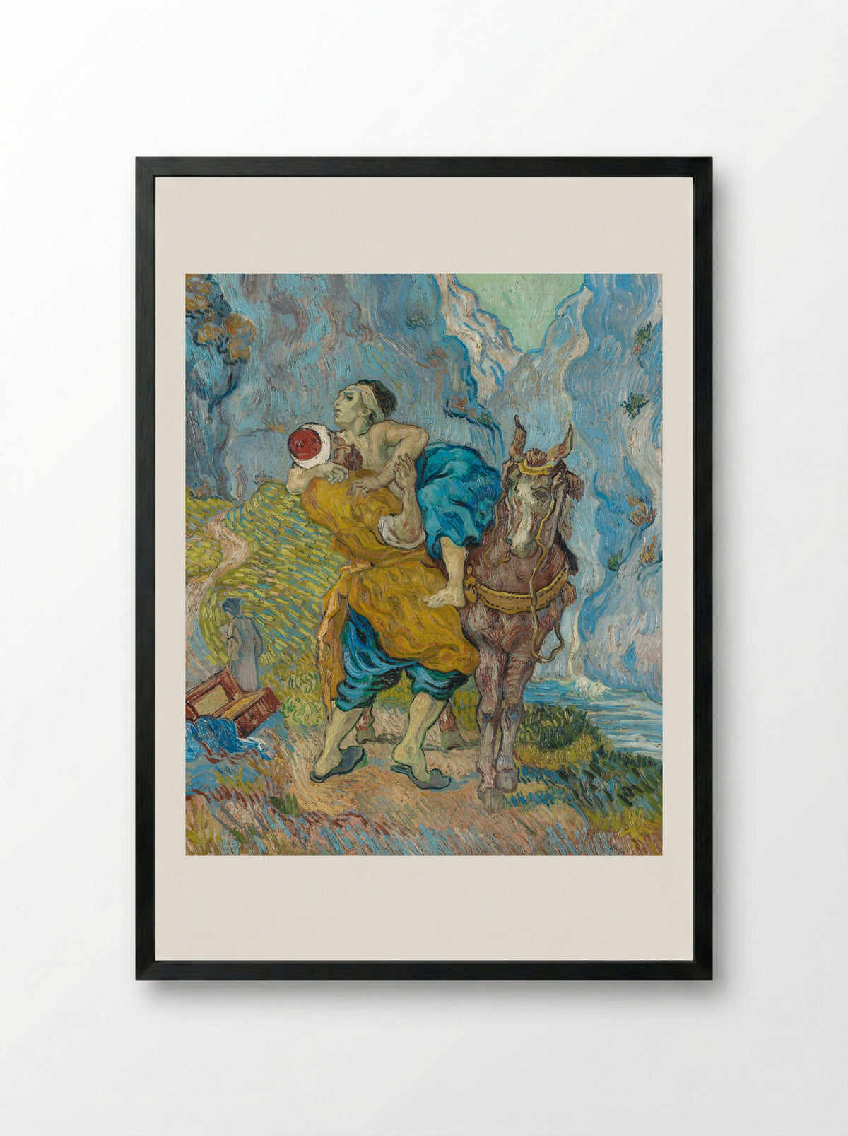 The Good Samaritan (after Delacroix) - Vincent van Gogh - Framed Print Black
