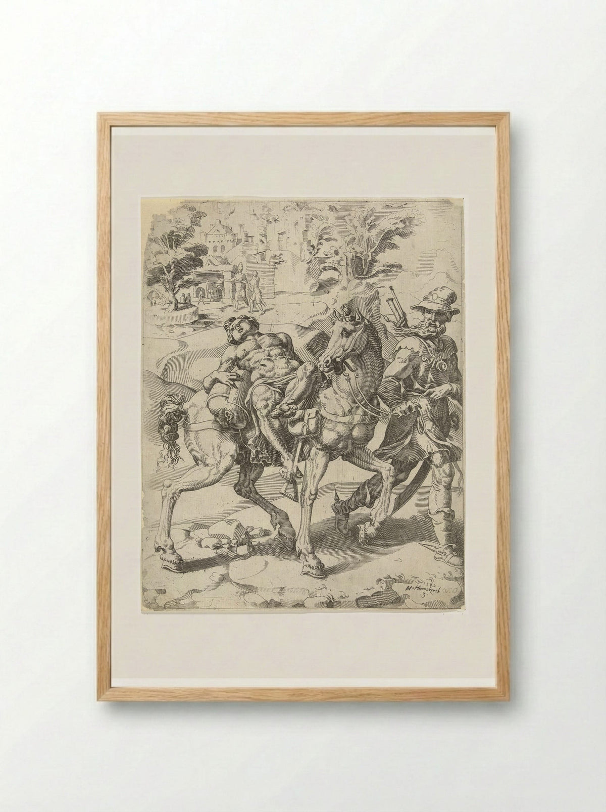The Good Samaritan: The Journey to the Inn - Dirck Volckertsz. Coornhert - Framed Print Wood