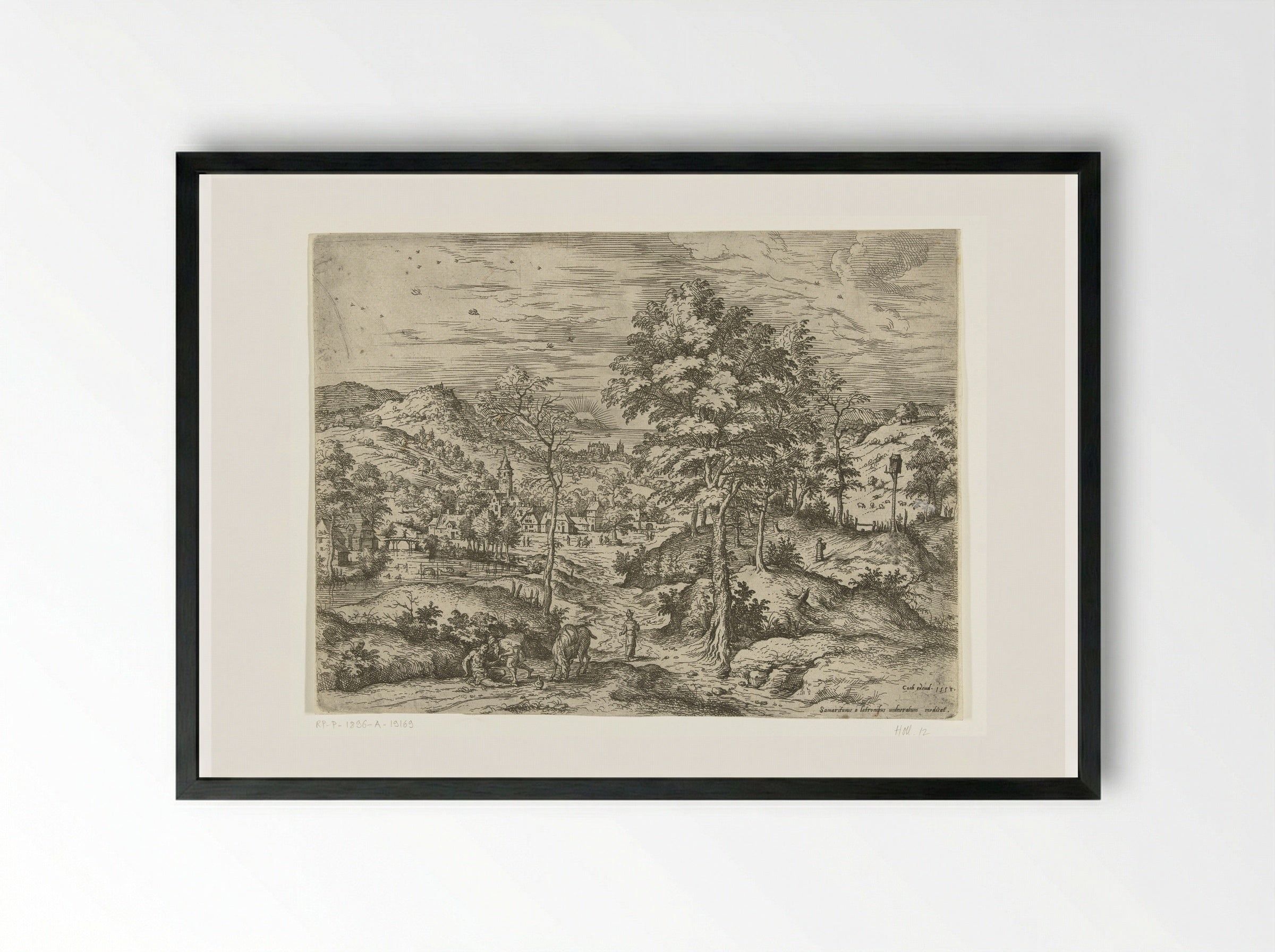 The Good Samaritan - Hieronymus Cock - Framed Print Black