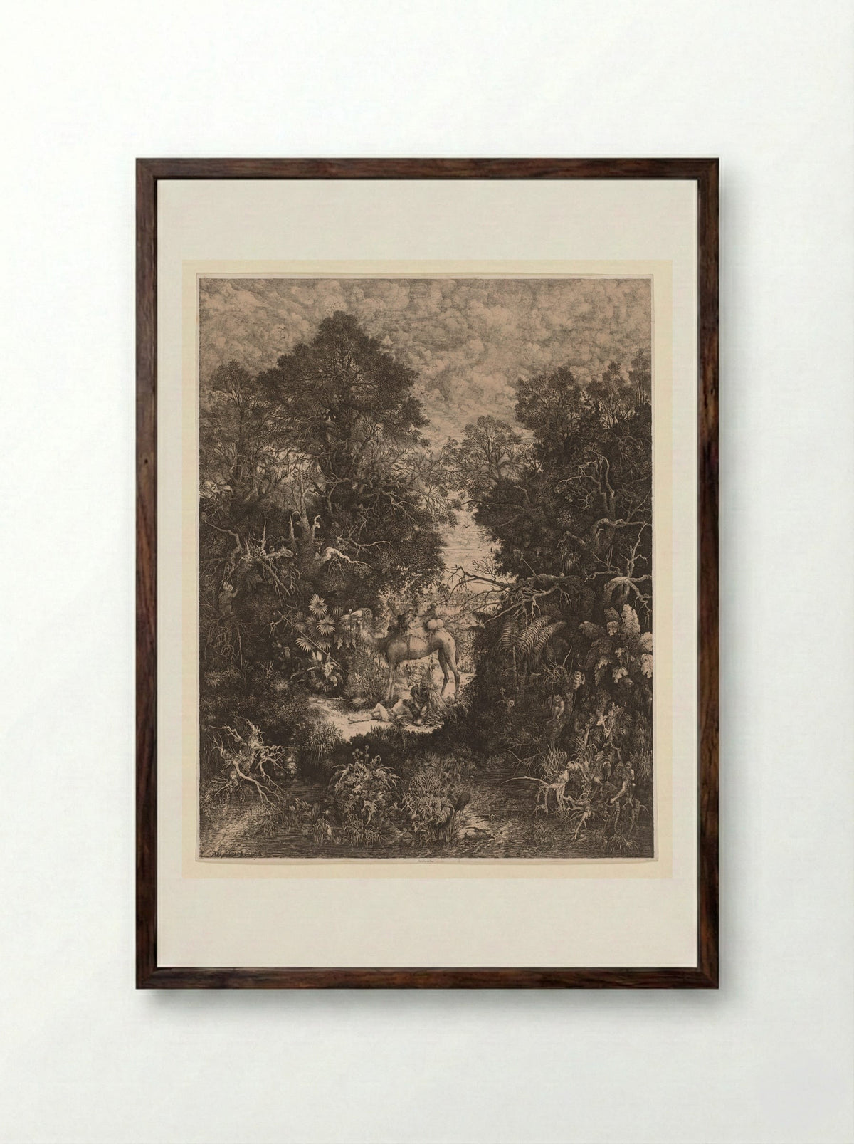 The Good Samaritan - Rodolphe Bresdin - Framed Print Dark Wood