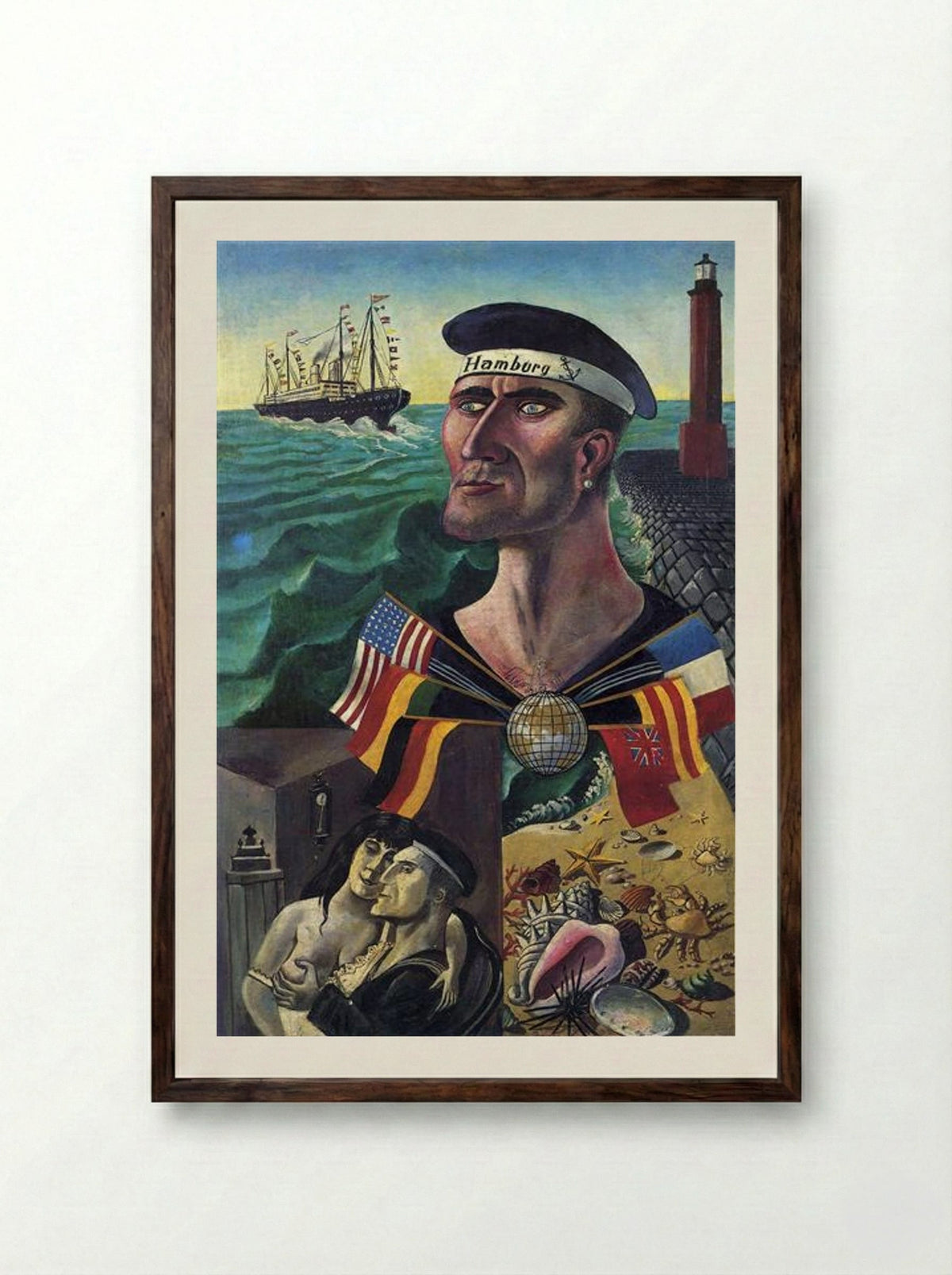 The Goodbye to Hamburg - Otto Dix - Framed Print Dark Wood