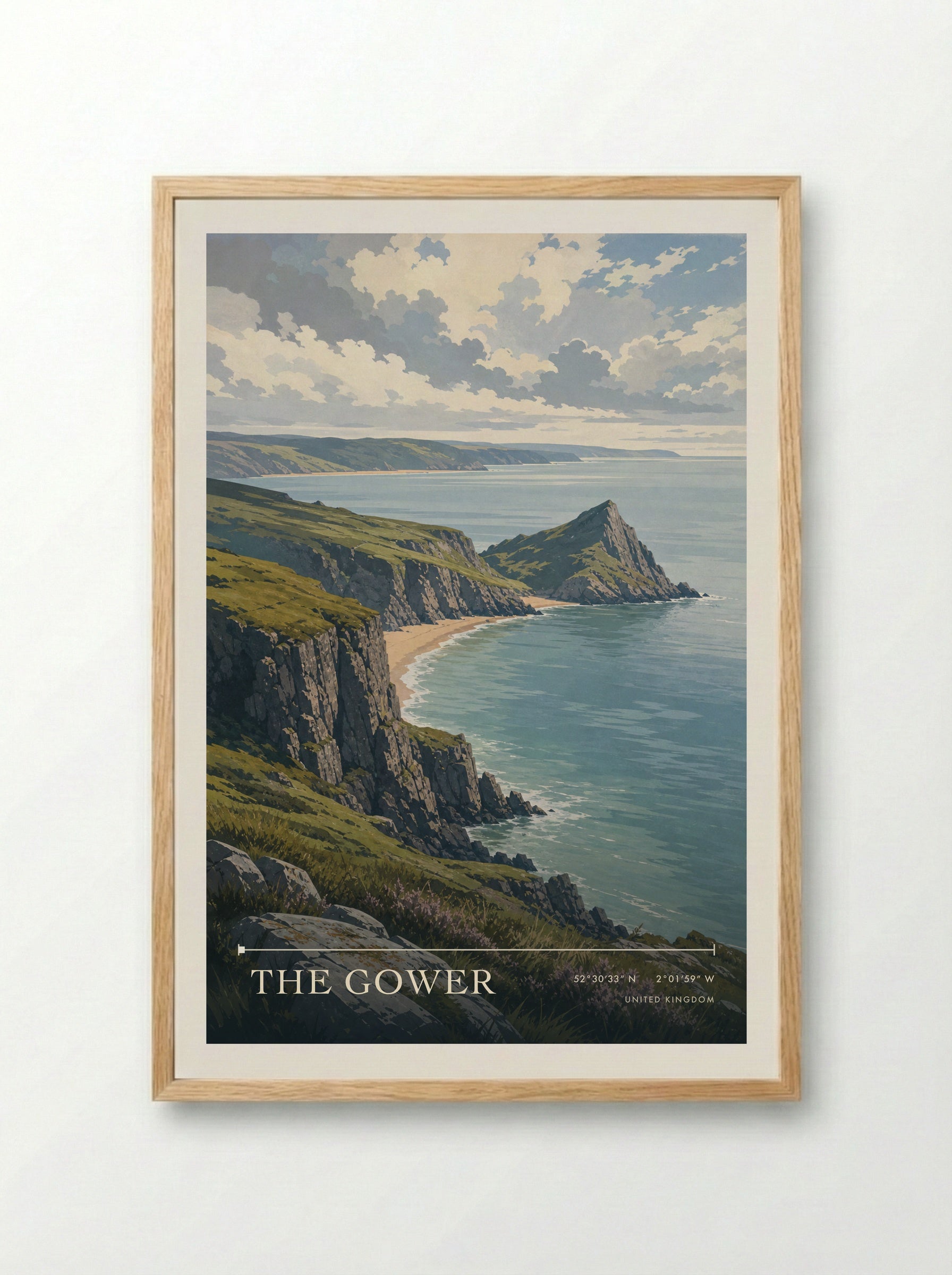 The Gower United Kingdom Travel Poster - Framed Print Wood