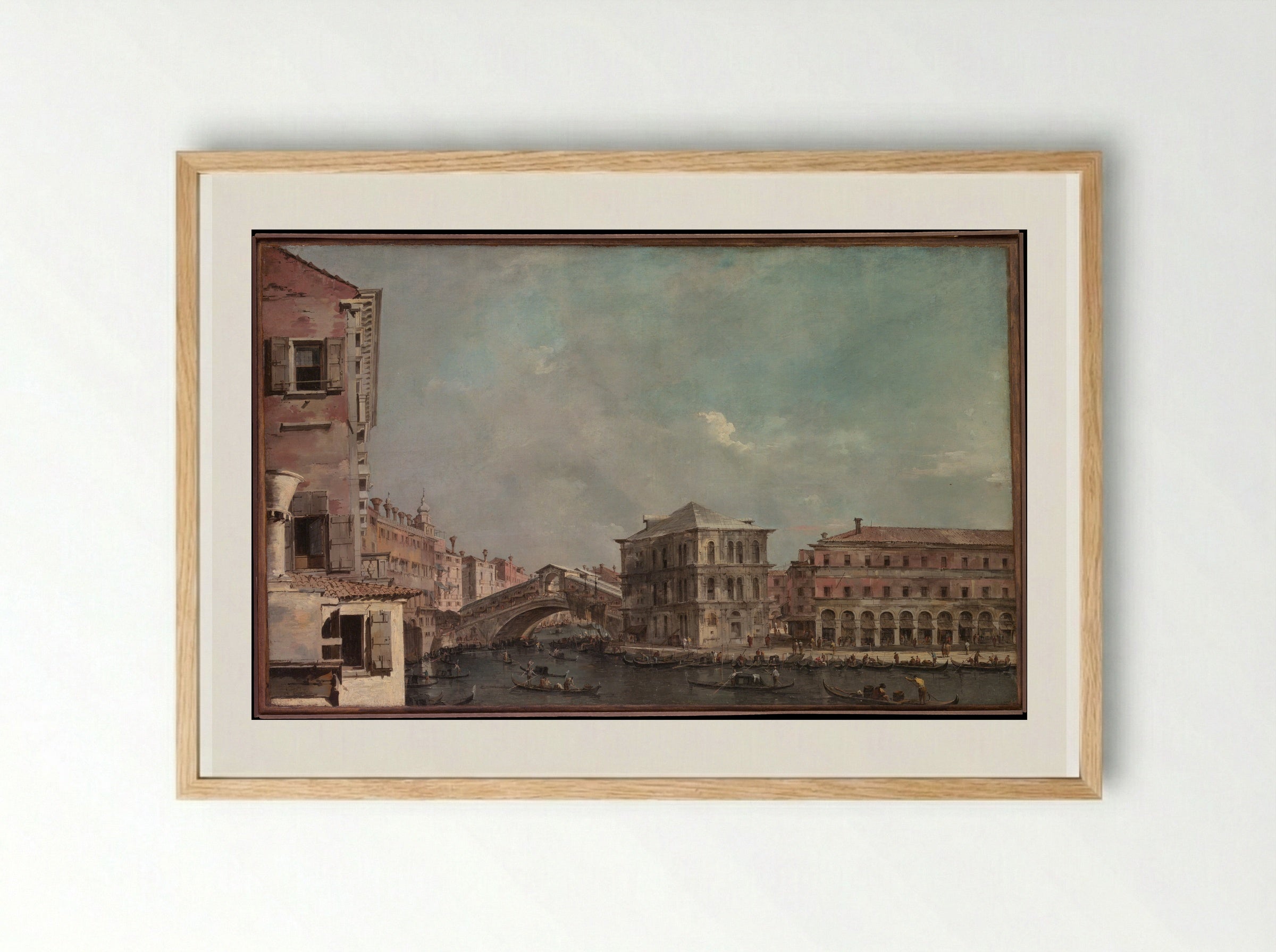 The Grand Canal above the Rialto - Francesco Guardi - Framed Print Wood
