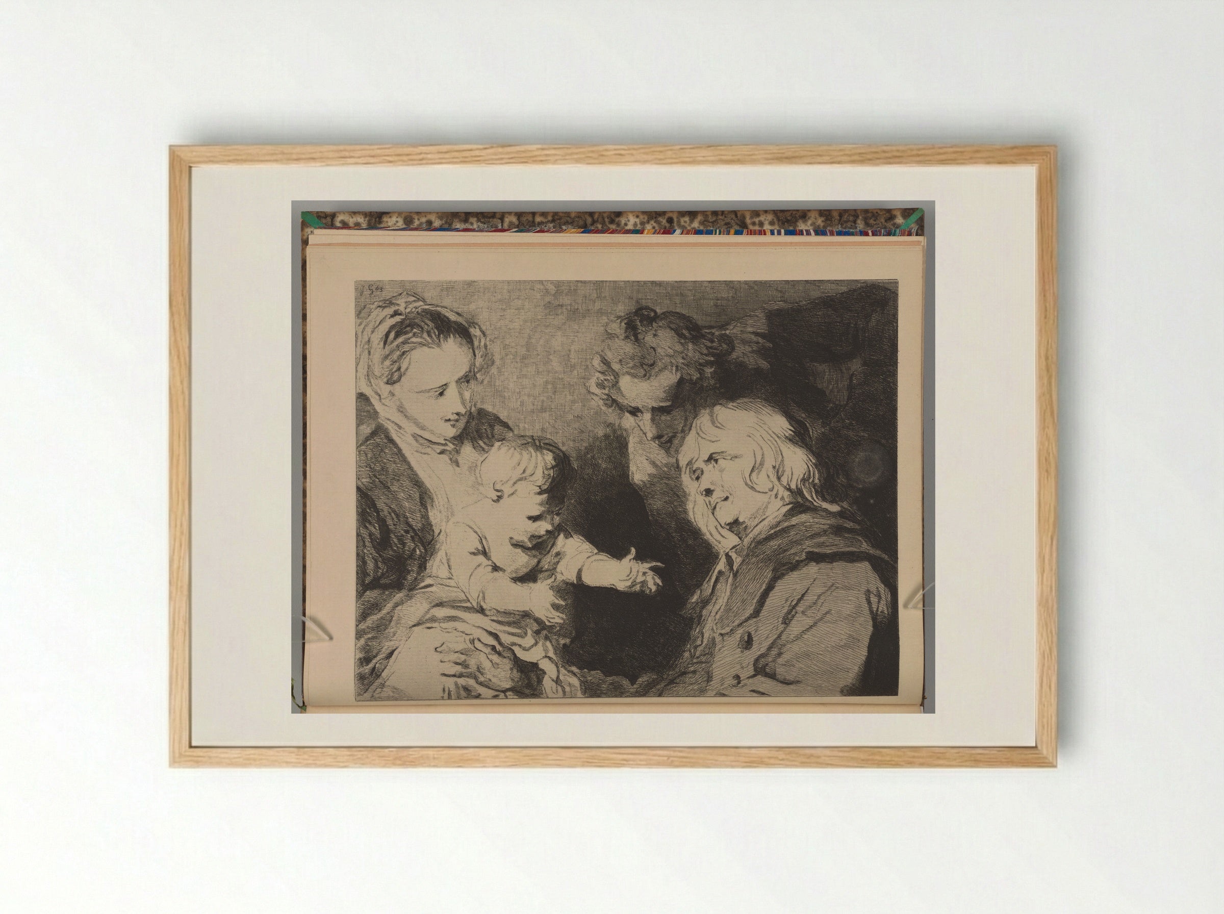 The Grandfather, or, The Consolation of Old Age - Jules de Goncourt - Framed Print Wood