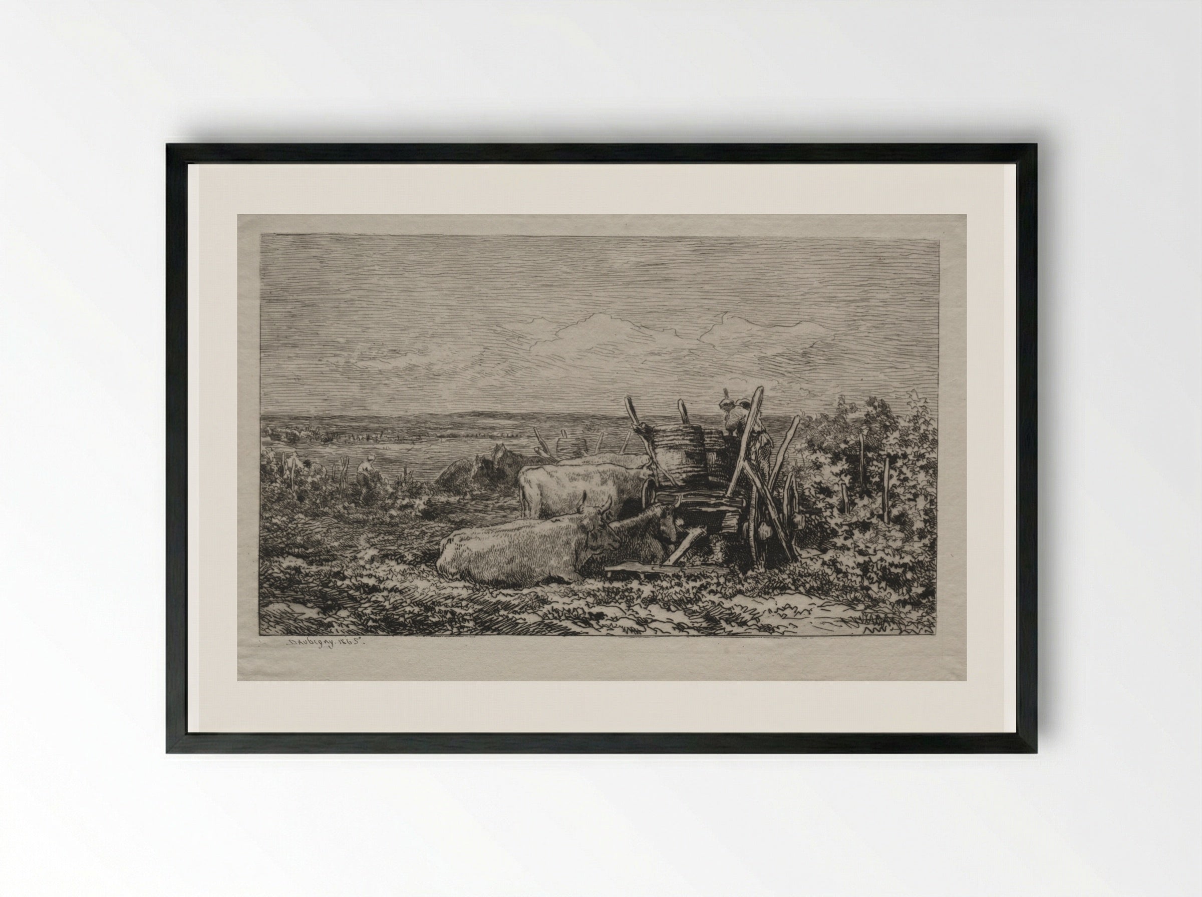 The Grape Harvest - Charles-François Daubigny - Framed Print Black