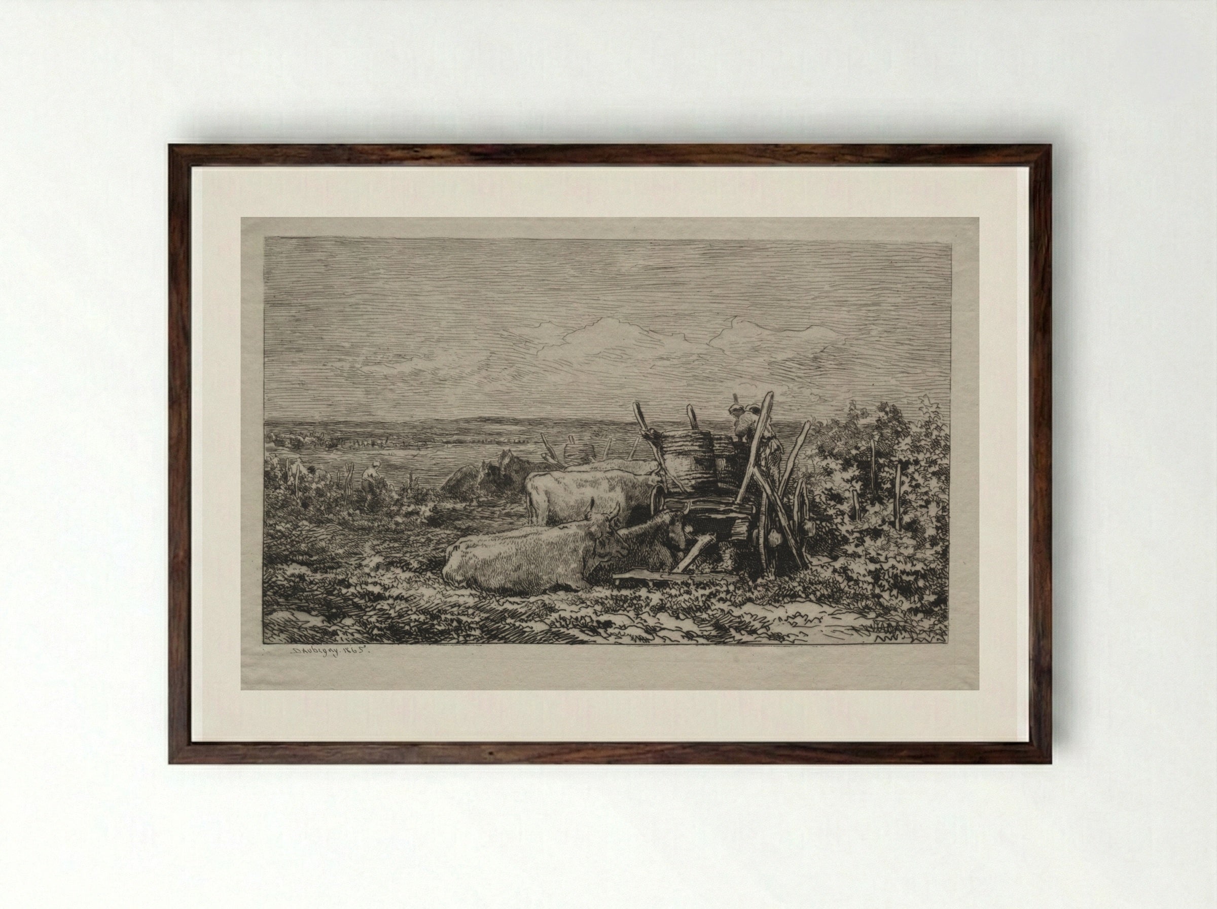 The Grape Harvest - Charles-François Daubigny - Framed Print Dark Wood