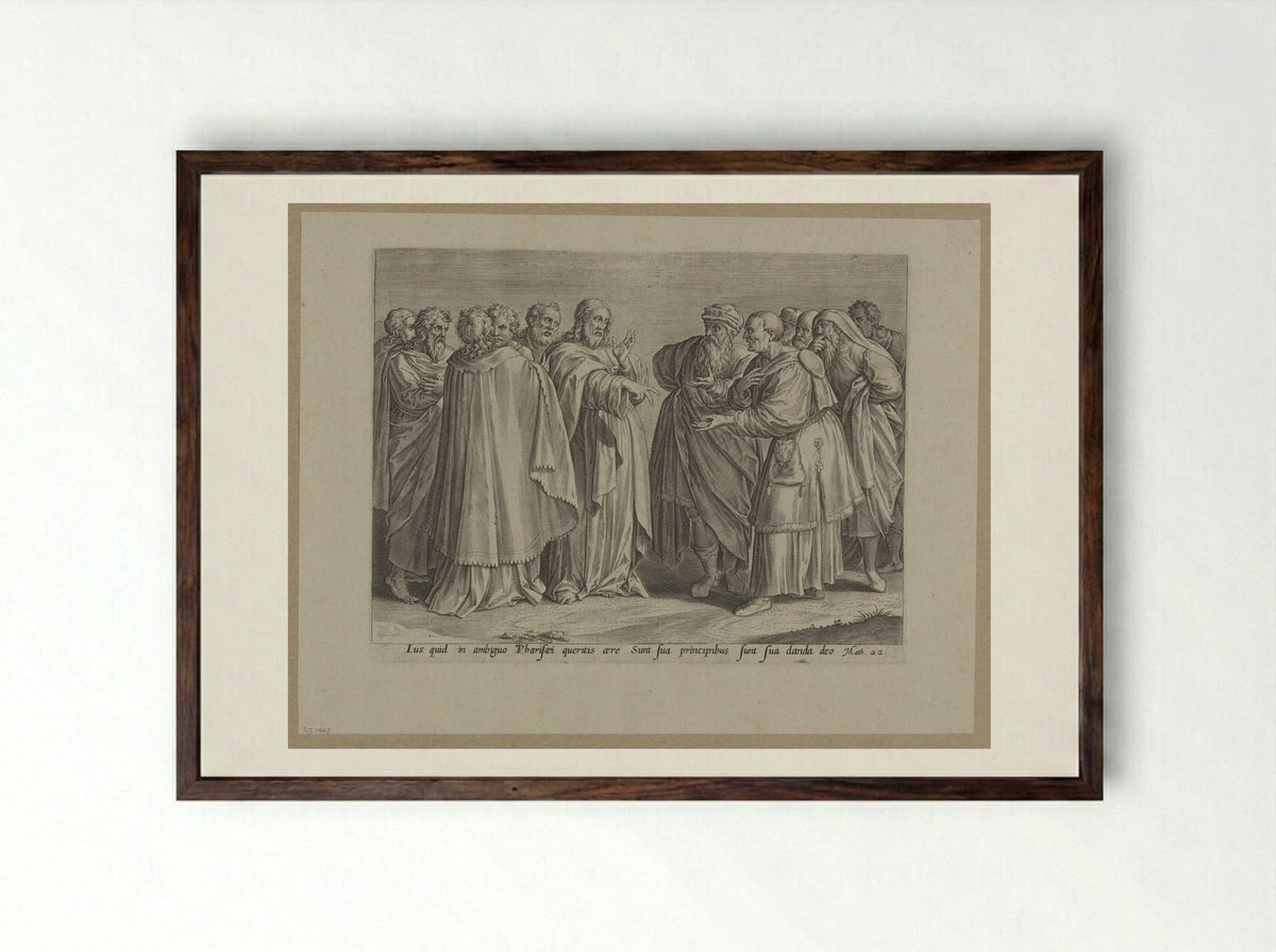 The Great Commandment - Hans Collaert the Elder - Framed Print Dark Wood