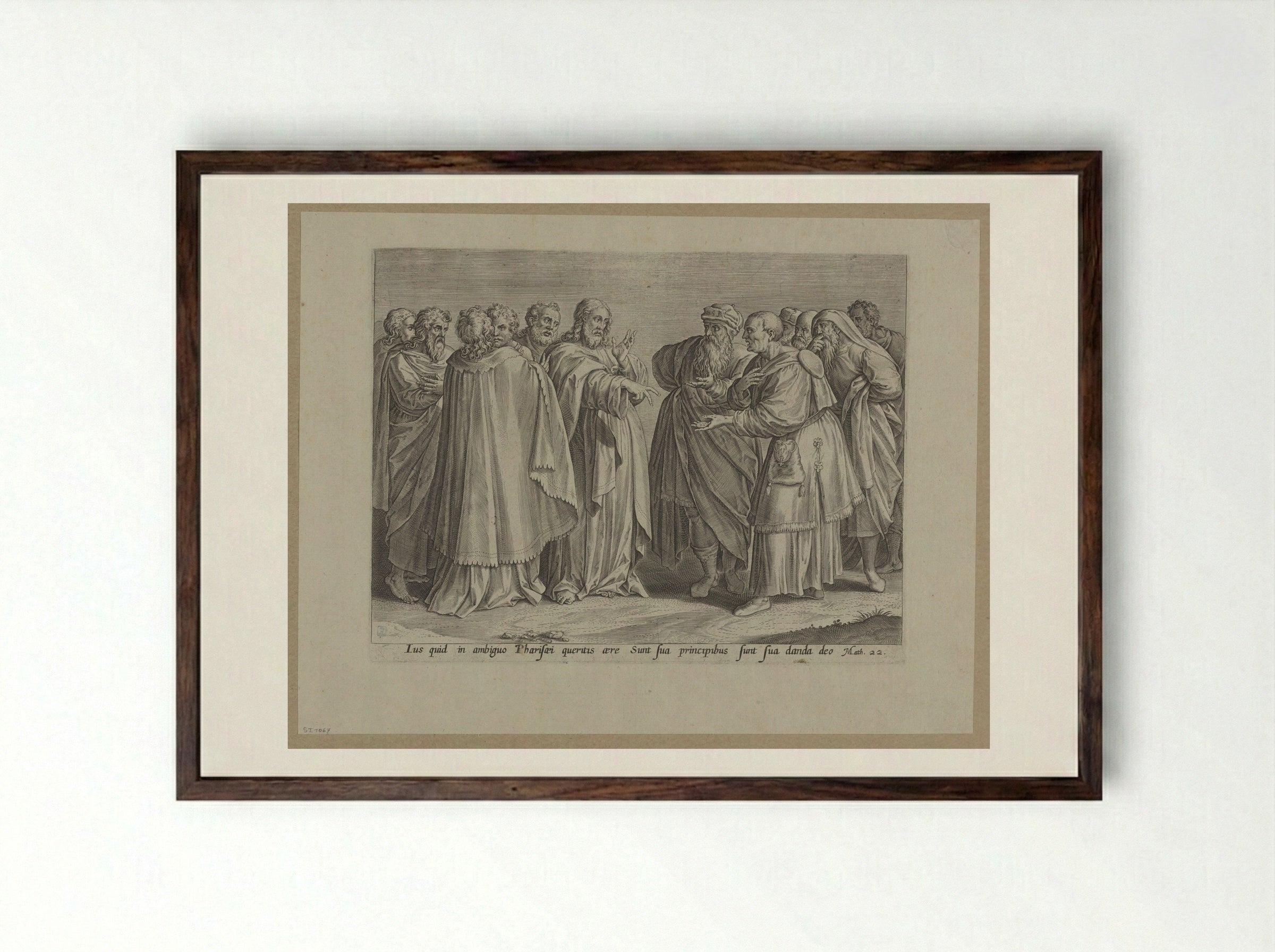The Great Commandment - Hans Collaert the Elder - Framed Print Dark Wood