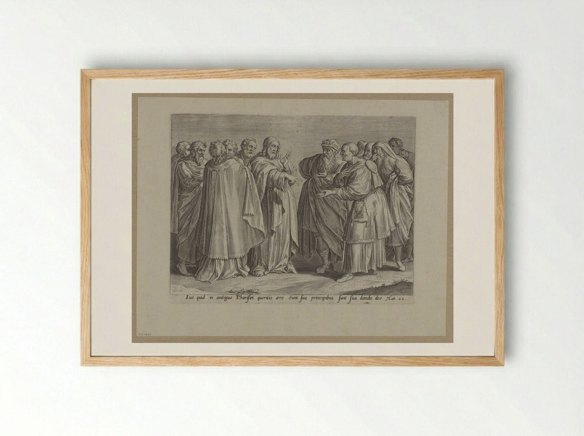 The Great Commandment - Hans Collaert the Elder - Framed Print Wood