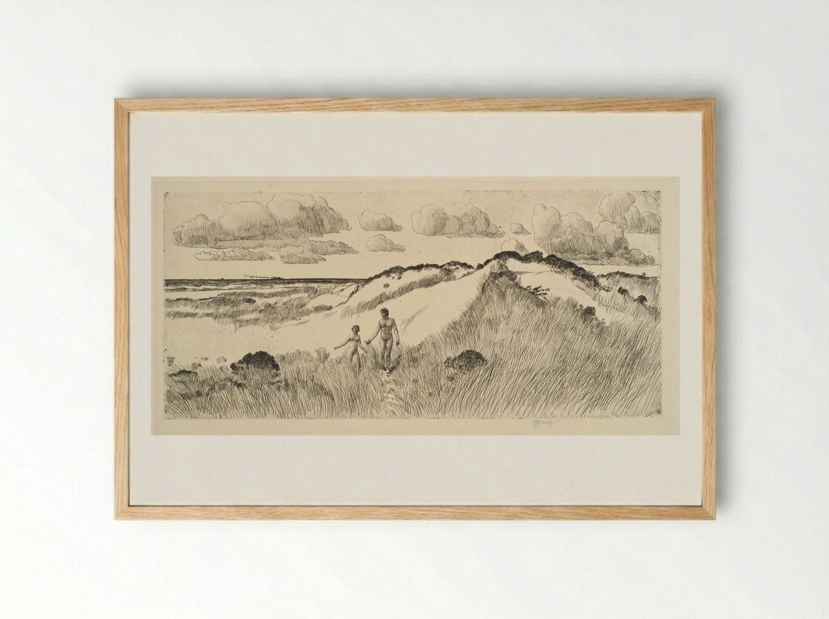 The Great Dune, Easthampton - Childe Hassam - Framed Print Wood