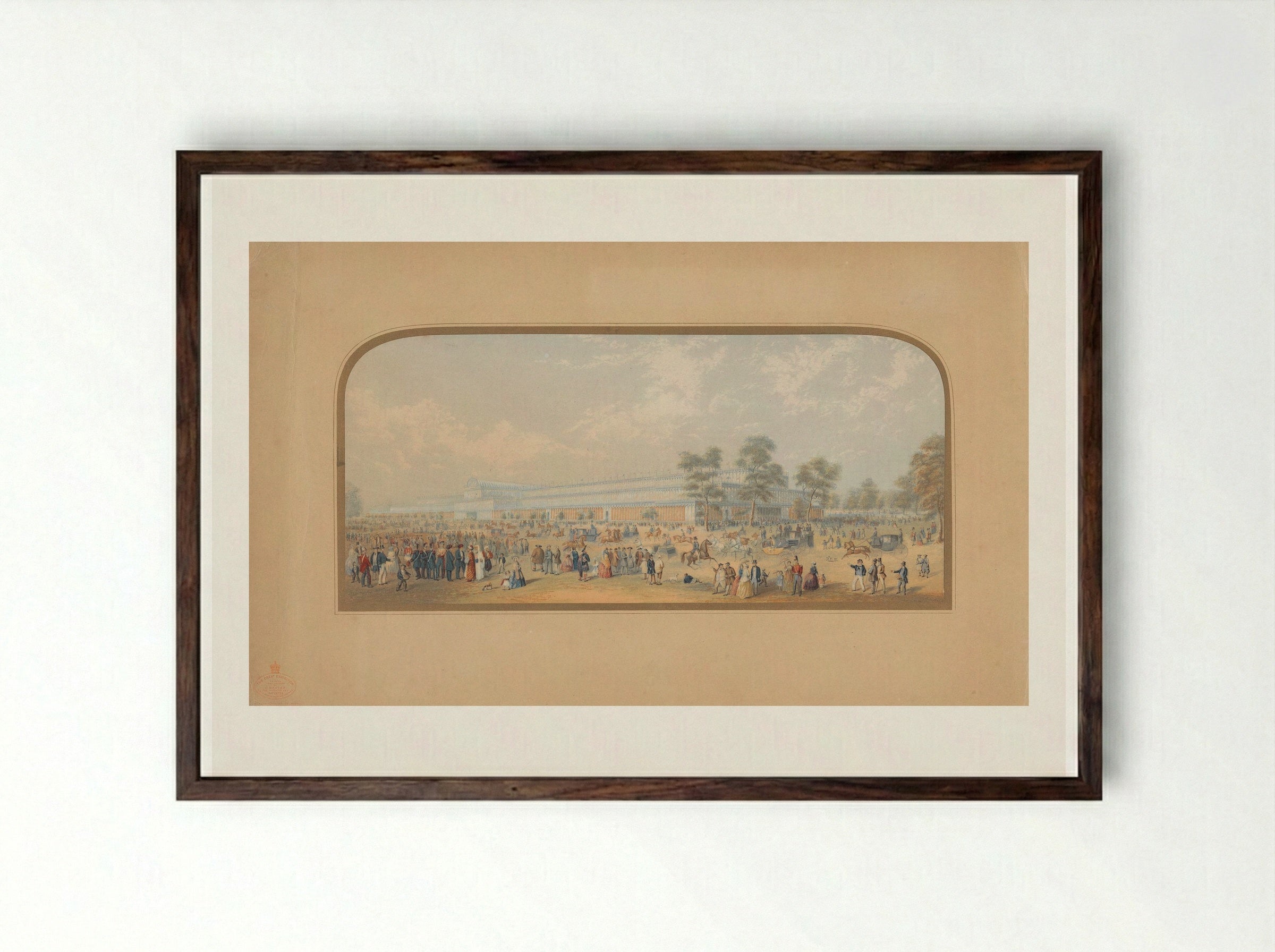 The Great Exhibition (Exterior) - George Baxter - Framed Print Dark Wood