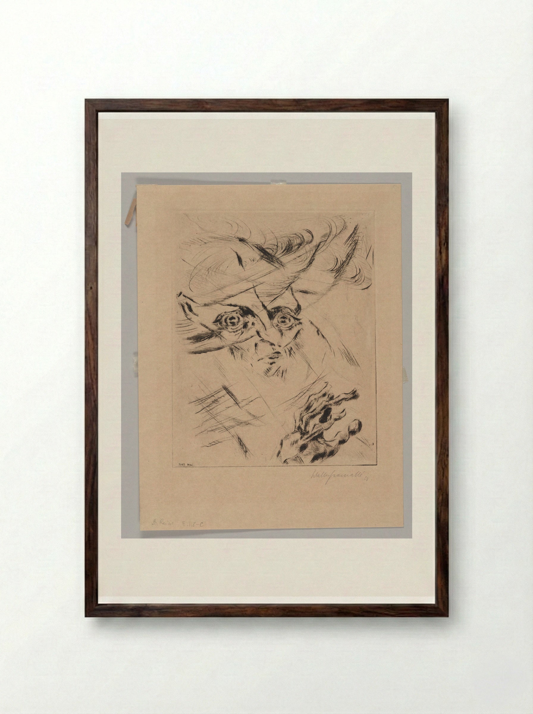 The Great Fear - Walter Gramatté - Framed Print Dark Wood