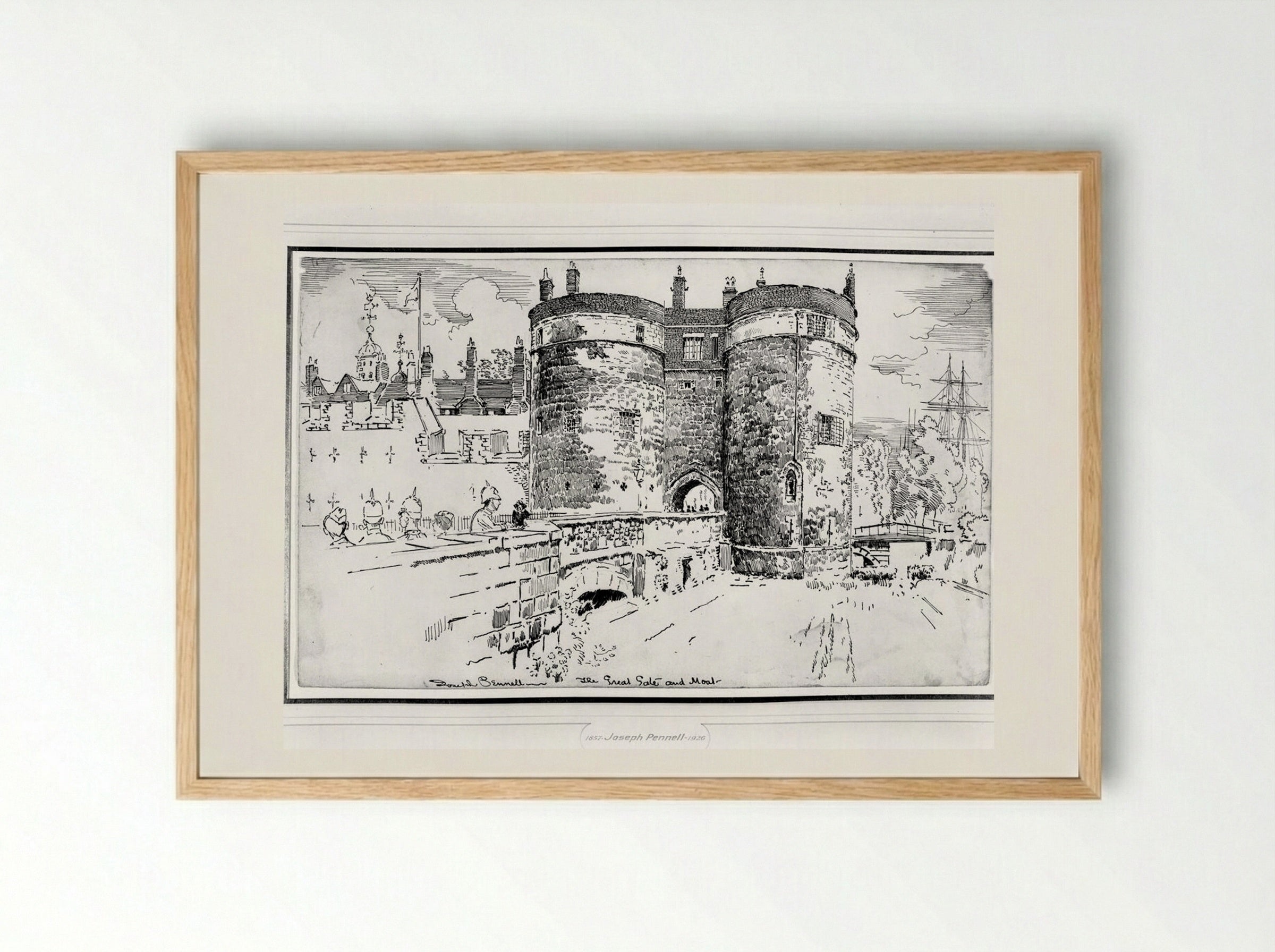 The Great Gate and Moat - Joseph Pennell - Framed Print Wood