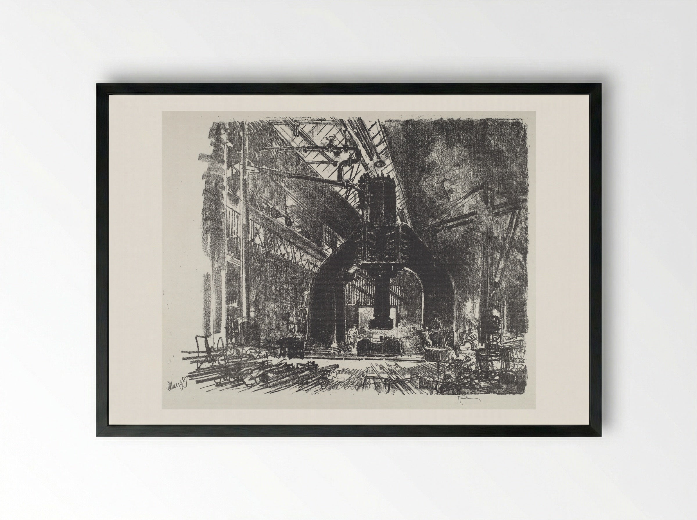 The Great Hammer - Joseph Pennell - Framed Print Black