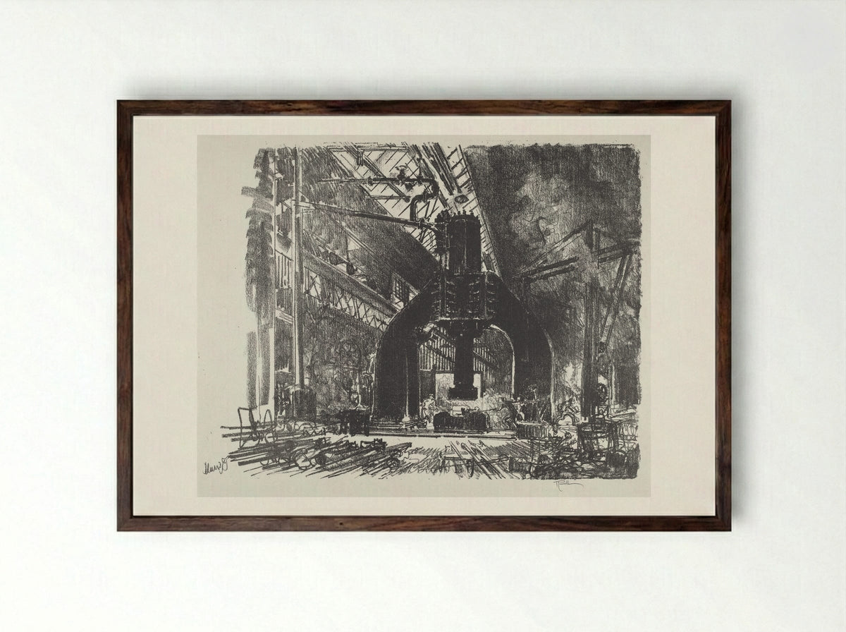 The Great Hammer - Joseph Pennell - Framed Print Dark Wood