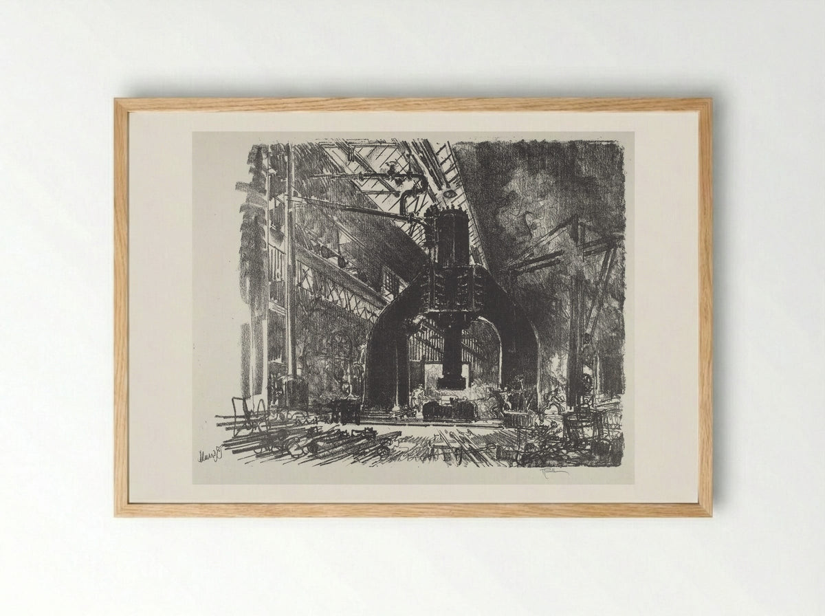 The Great Hammer - Joseph Pennell - Framed Print Wood