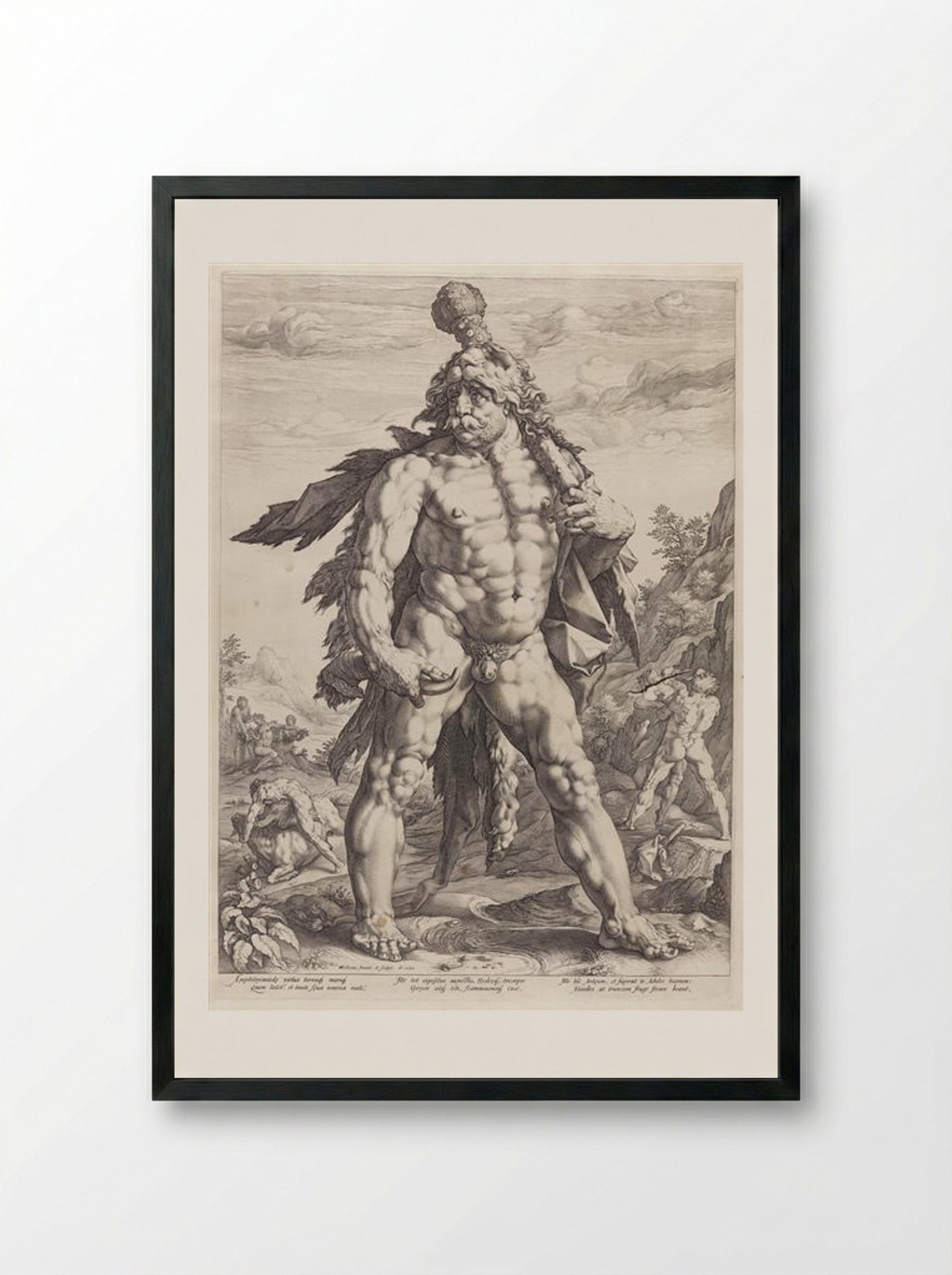 The Great Hercules - Hendrick Goltzius - Framed Print Black
