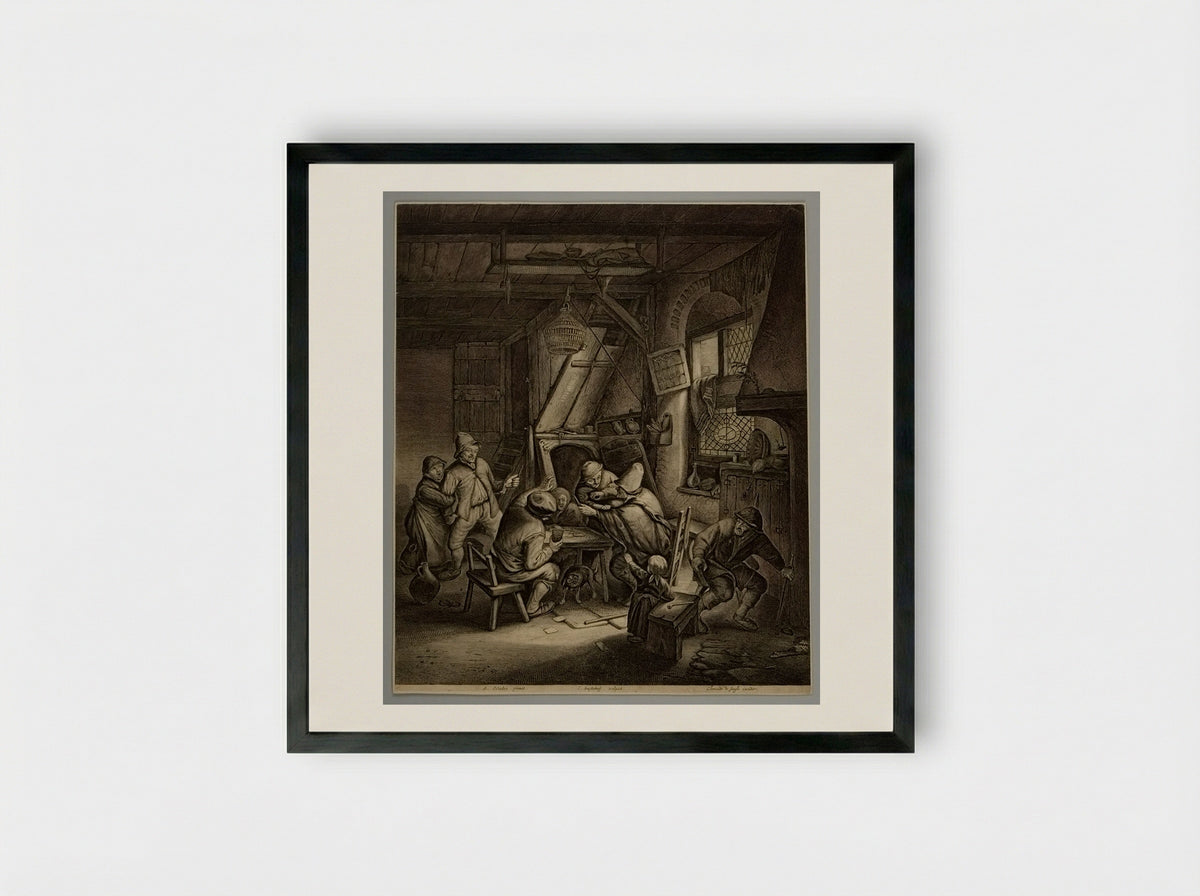 The Great Knife-Fight - Jonas Suyderhoef - Framed Print Black