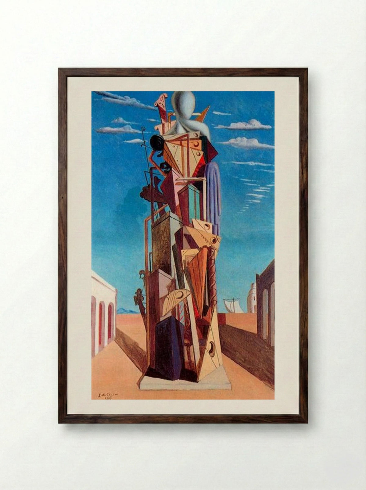 The Great Machine - Giorgio de Chirico - Framed Print Dark Wood