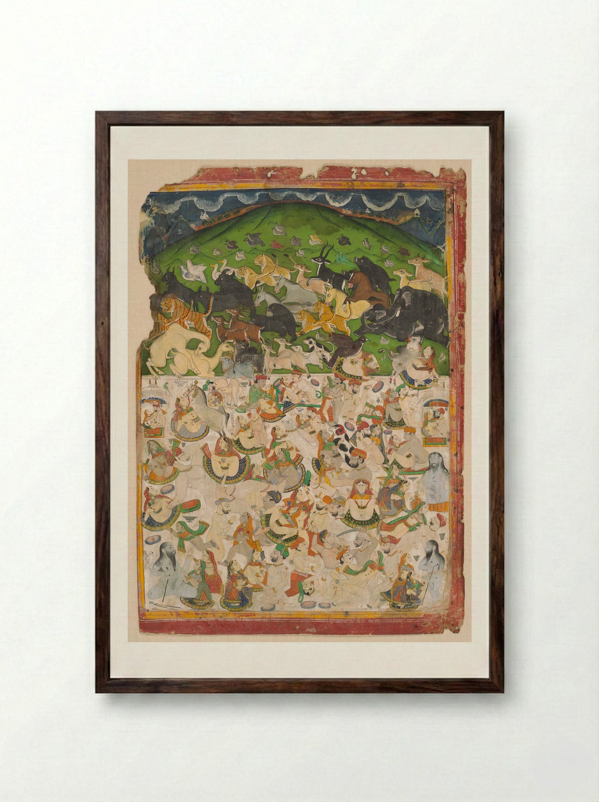 The Great Orgy of Maharao Shatru Sal II - Unknown Artist - Framed Print Dark Wood