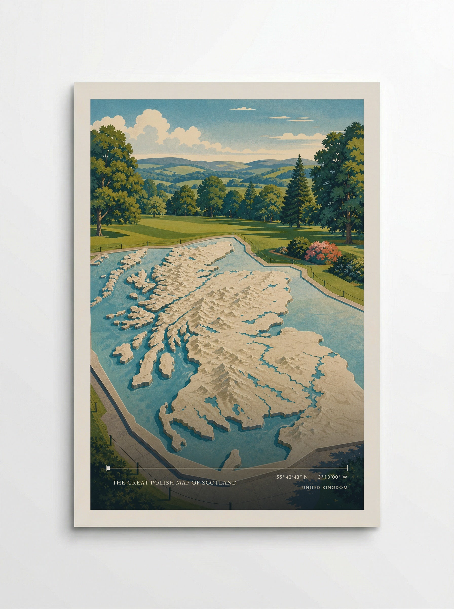 The Great Polish Map of Scotland United Kingdom Travel Poster - Poster