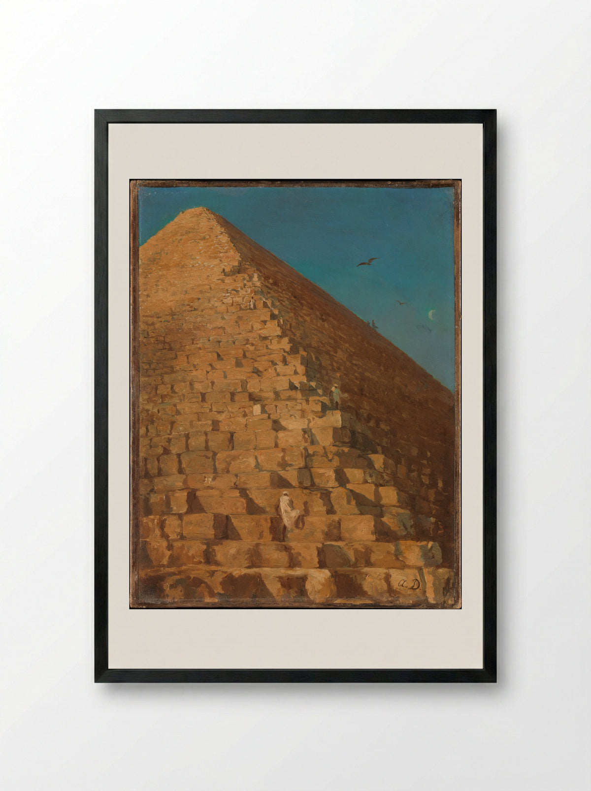 The Great Pyramid, Giza - Adrien Dauzats - Framed Print Black