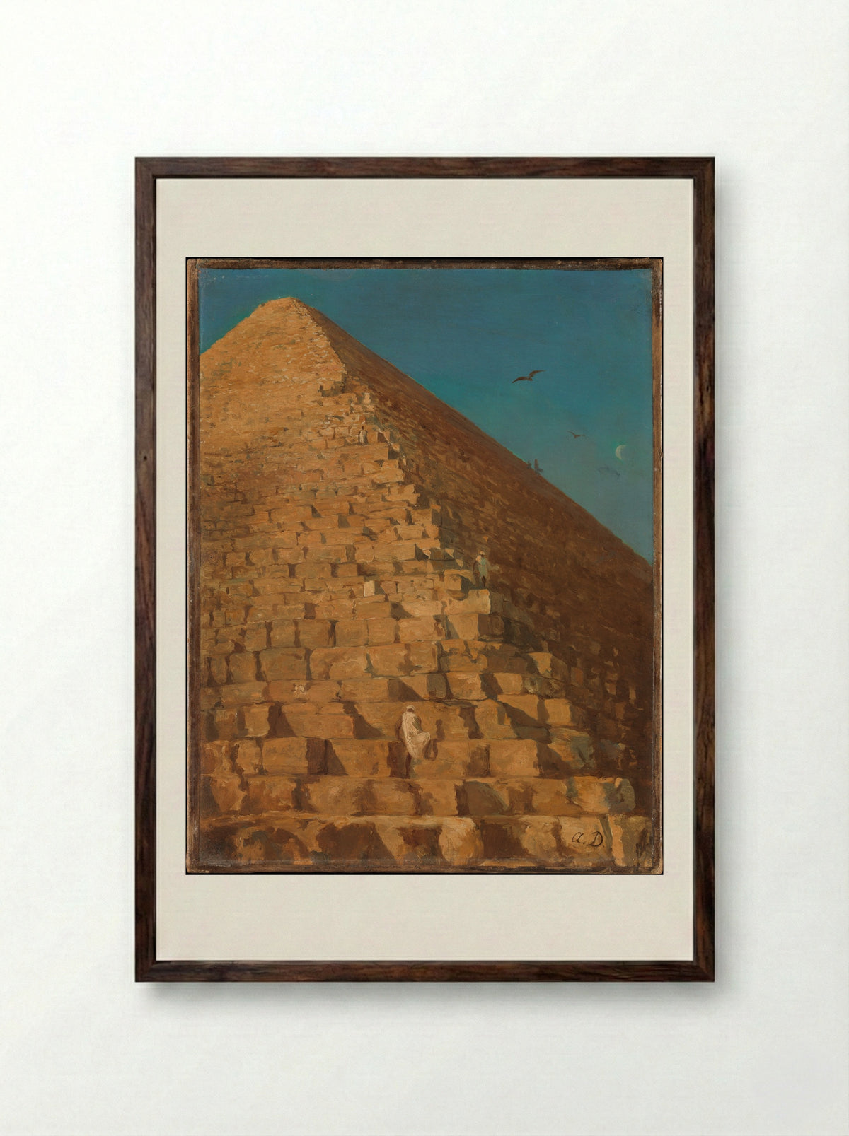 The Great Pyramid, Giza - Adrien Dauzats - Framed Print Dark Wood