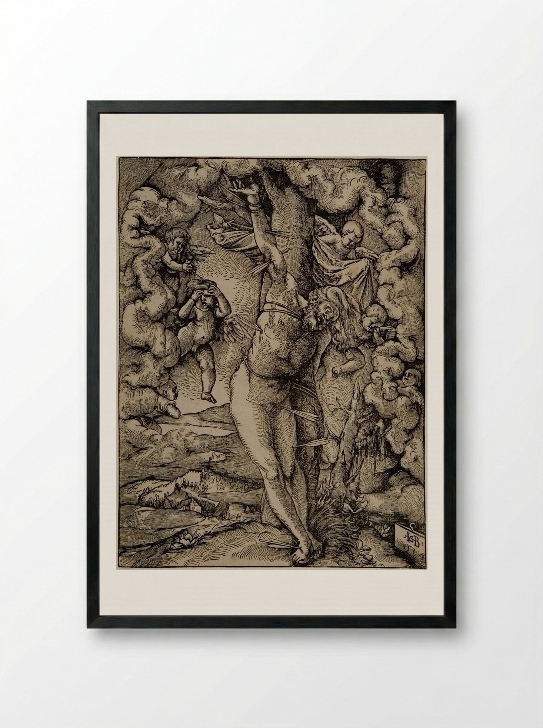 The Great Saint Sebastian - Hans Baldung Grien - Framed Print Black