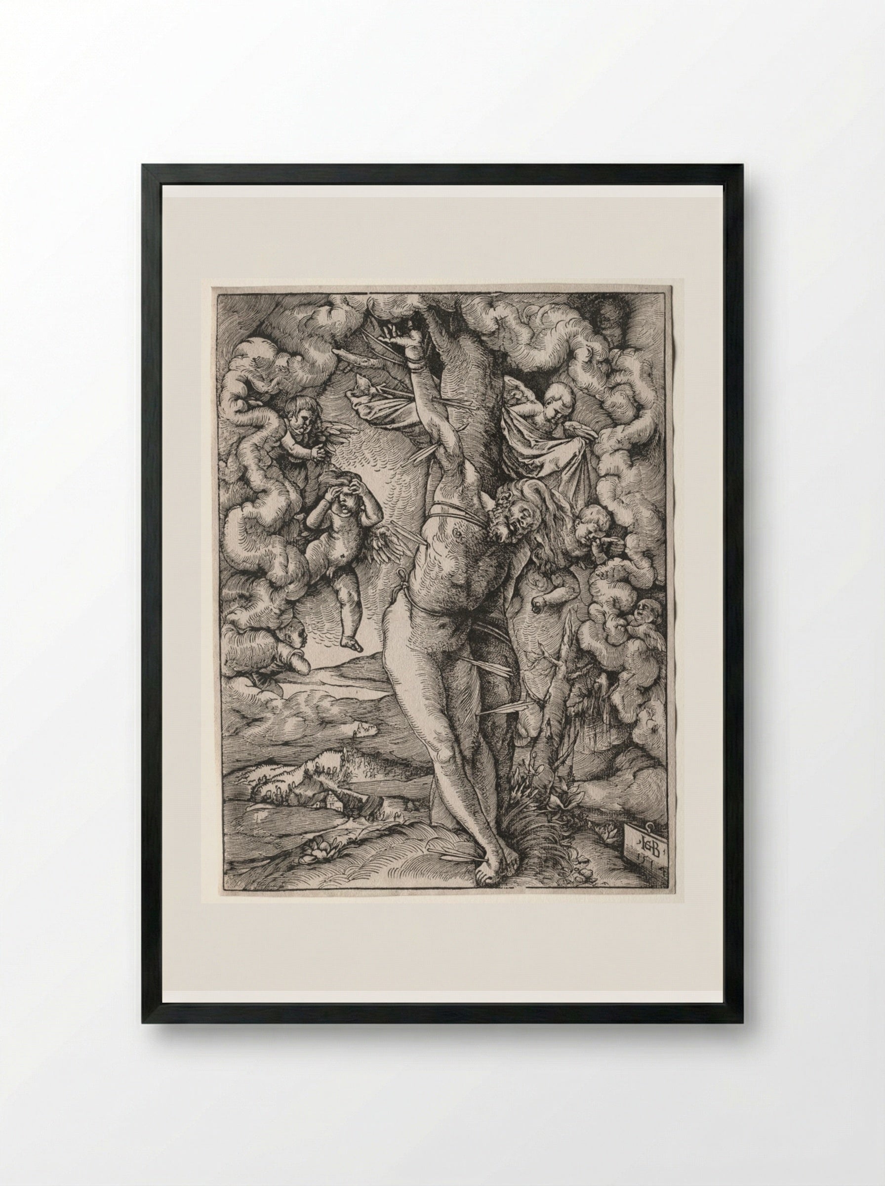 The Great St. Sebastian - Hans Baldung - Framed Print Black