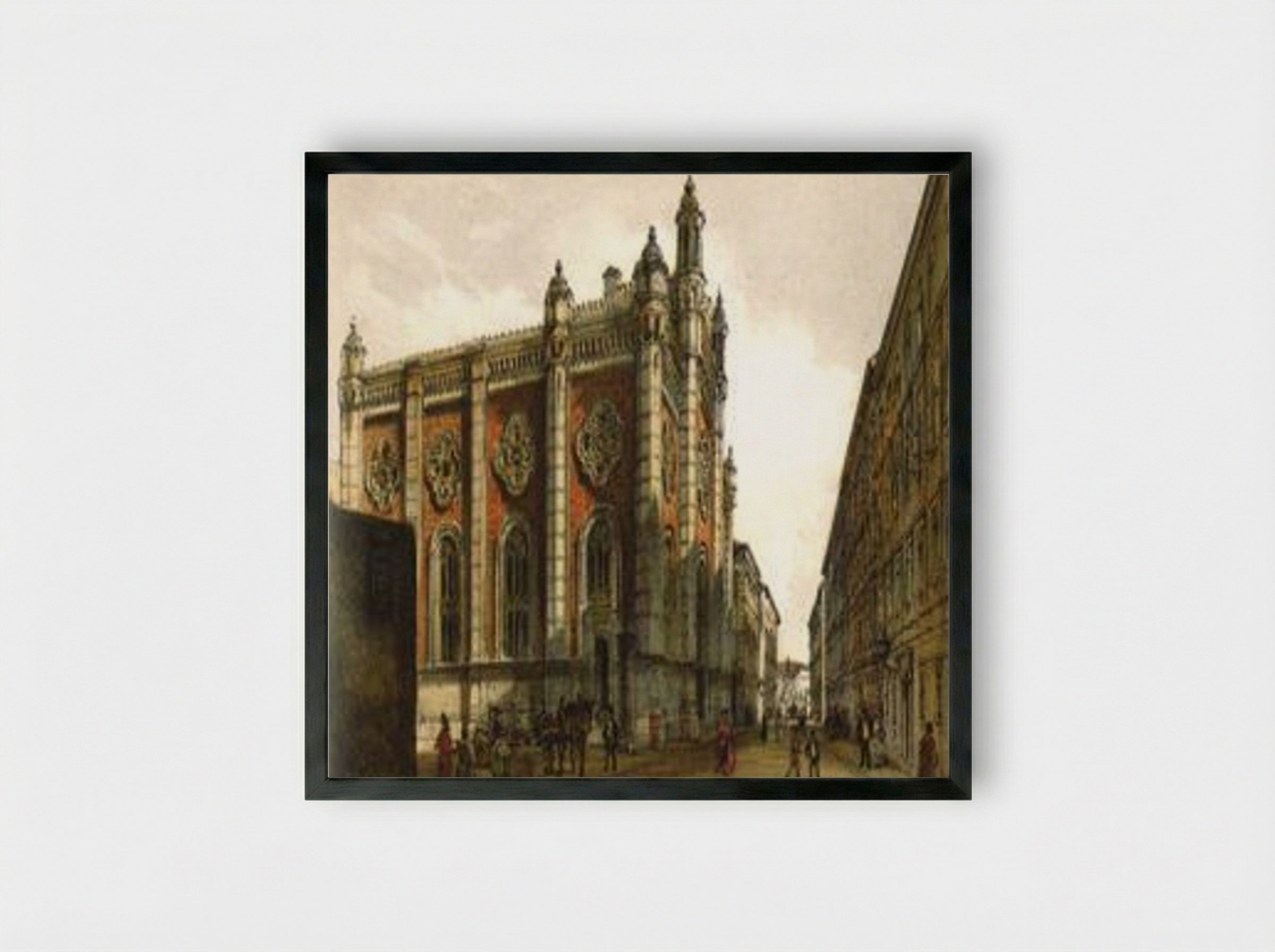 The Great Synagogue in Leopoldstadt - Rudolf von Alt - Framed Print Black