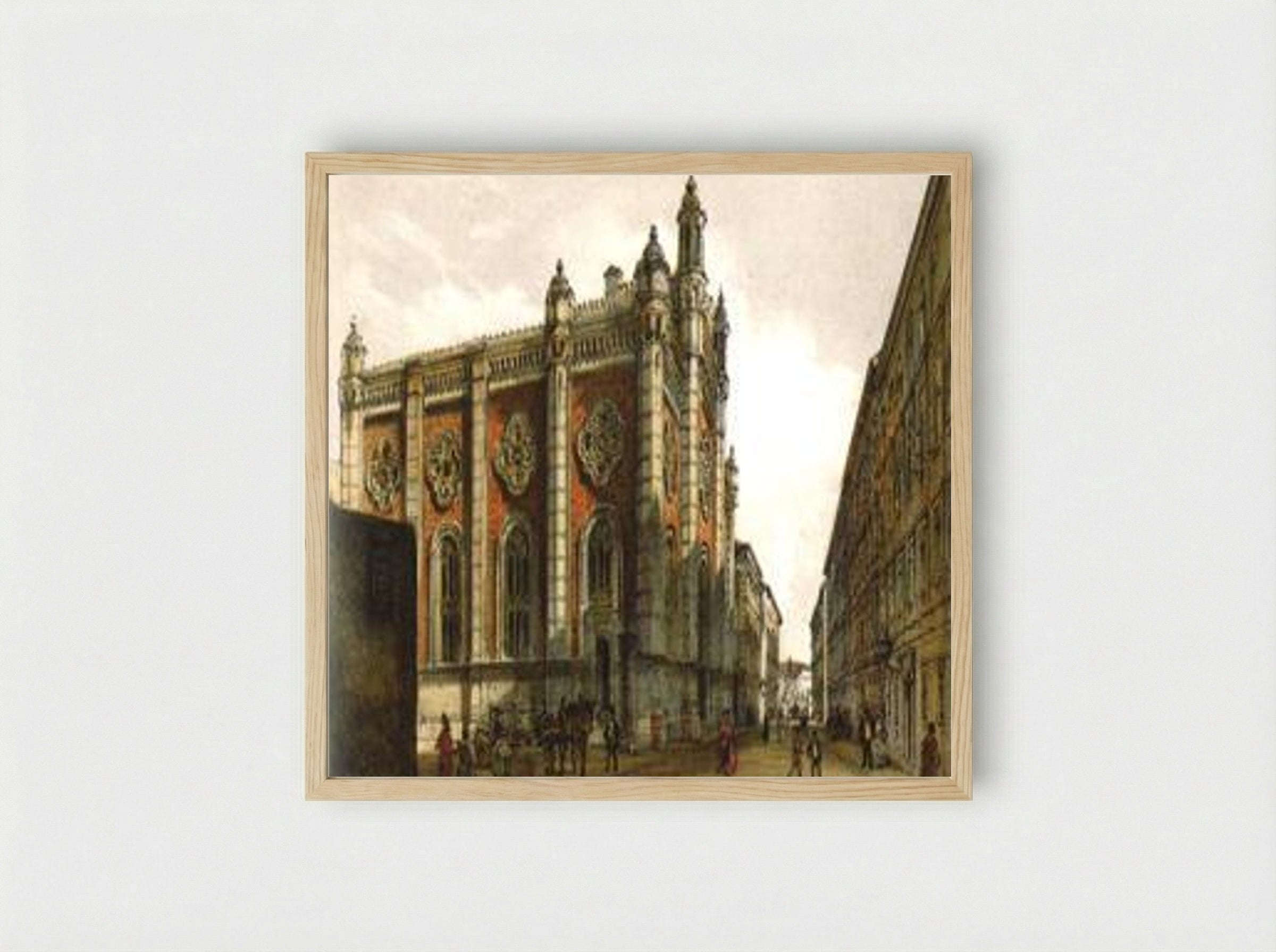The Great Synagogue in Leopoldstadt - Rudolf von Alt - Framed Print Wood