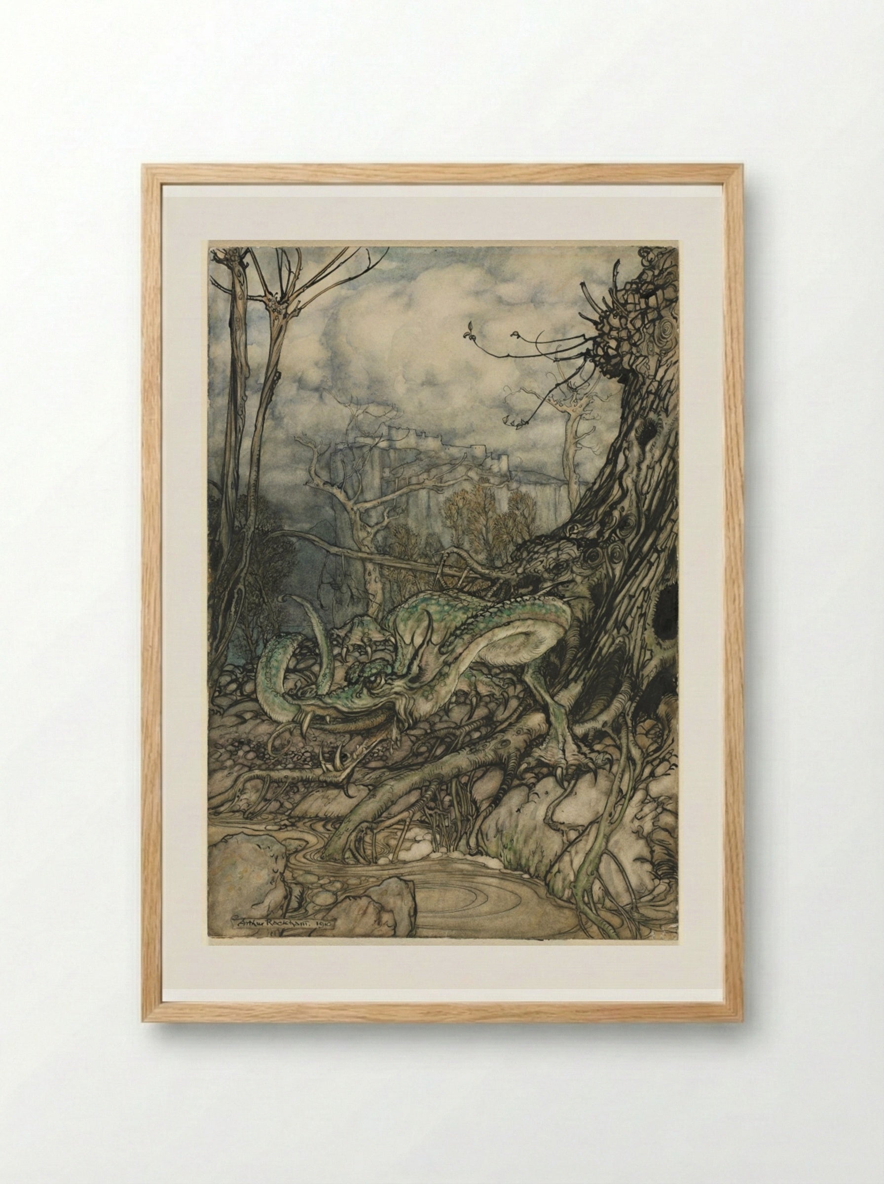 The Green Dragon - Arthur Rackham - Framed Print Wood