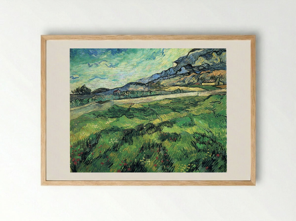 The Green Wheatfield behind the Asylum - Vincent van Gogh - Framed Print Wood