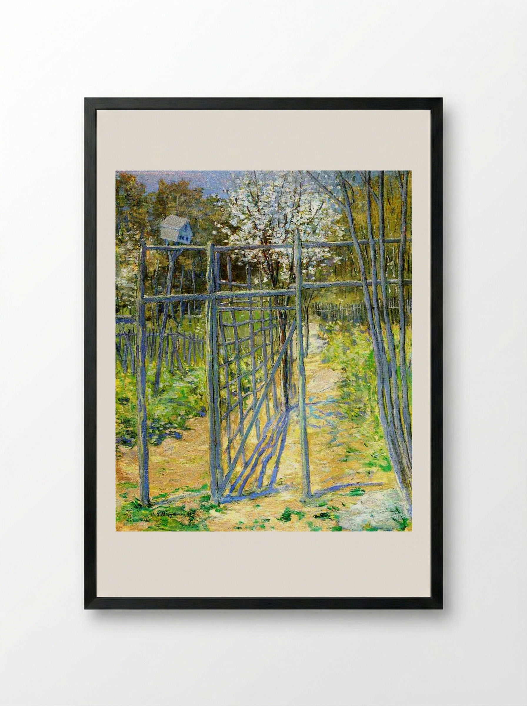 The Grey Trellis - Julian Alden Weir - Framed Print Black