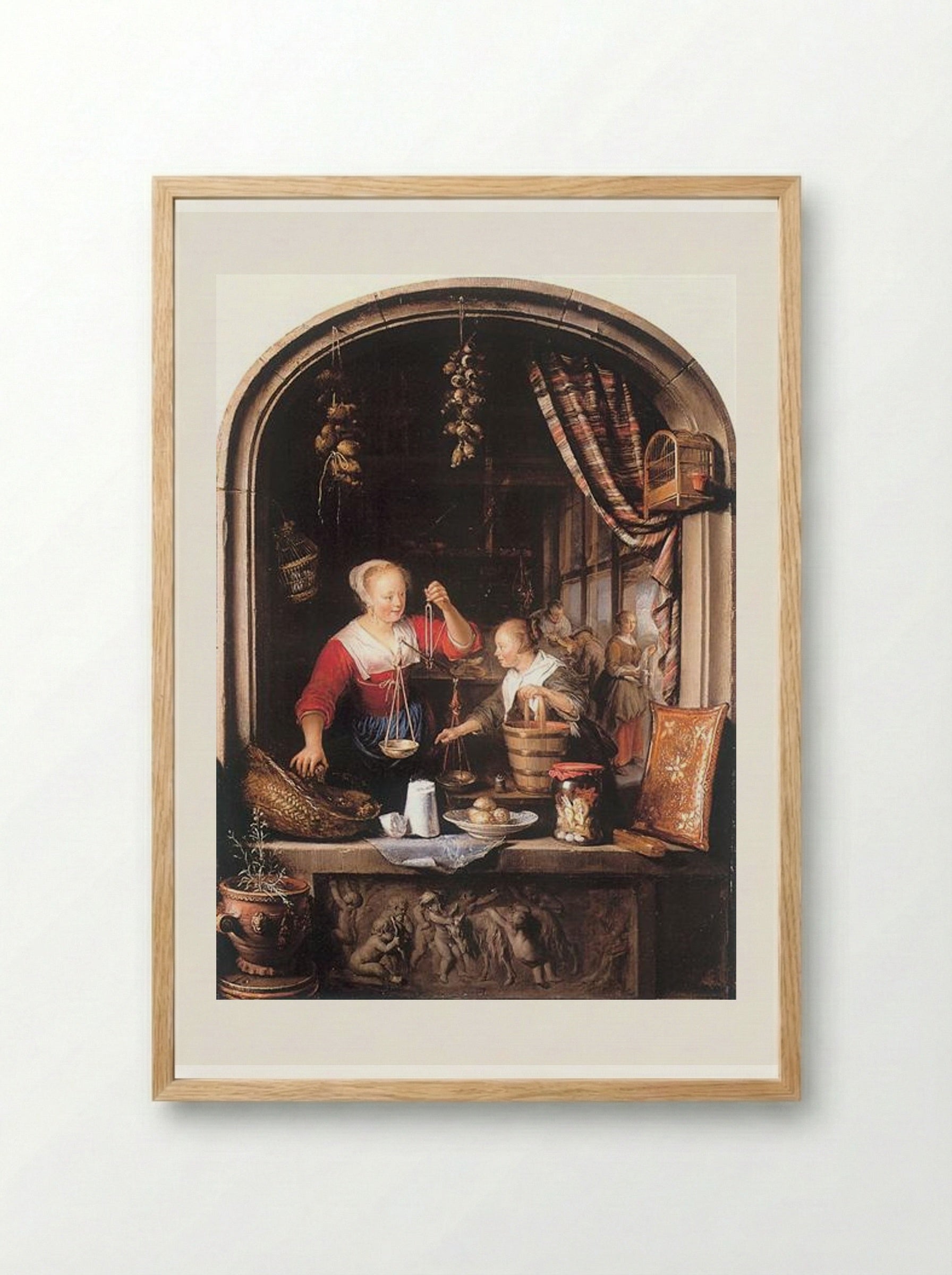 The Grocery Shop - Gerrit Dou - Framed Print Wood