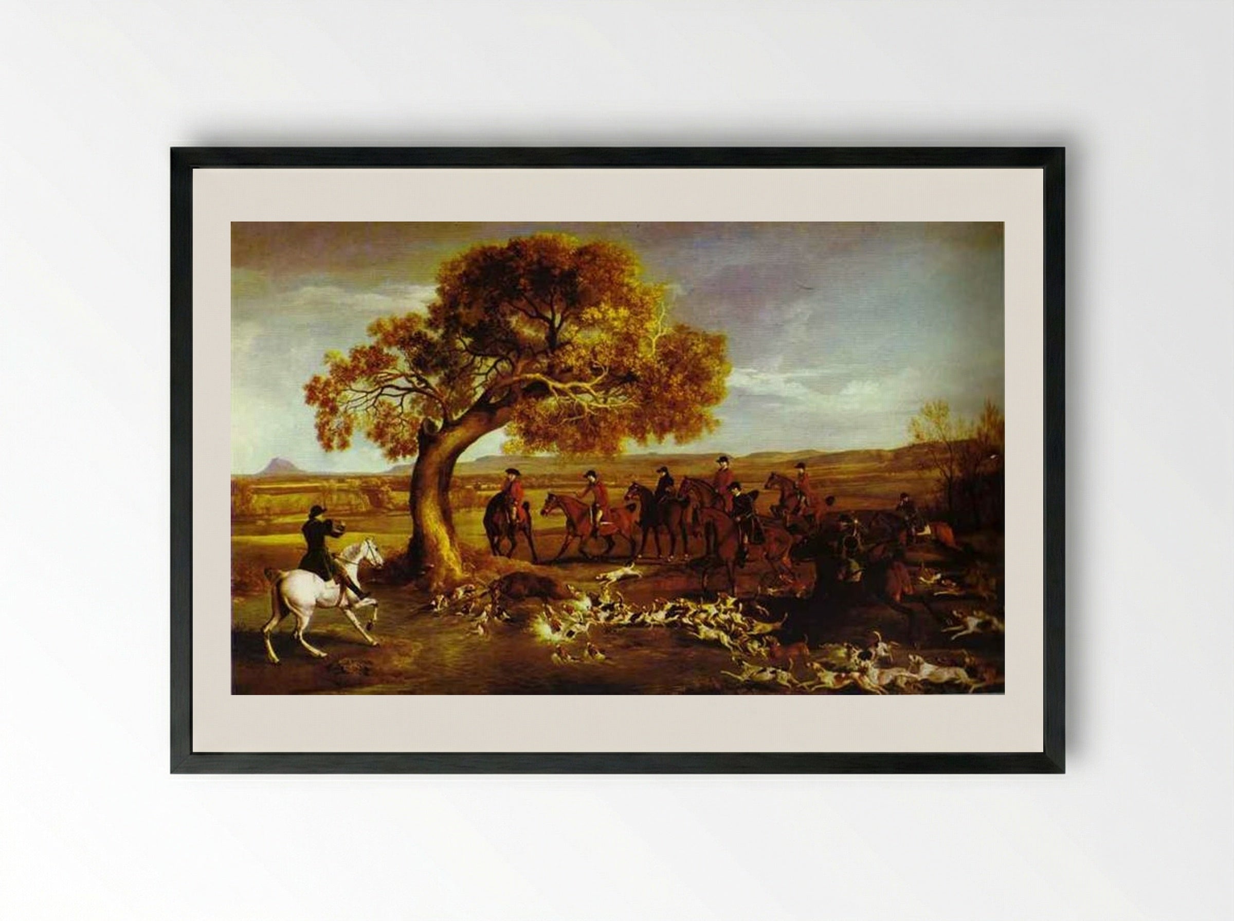 The Grosvenor Hunt - George Stubbs - Framed Print Black