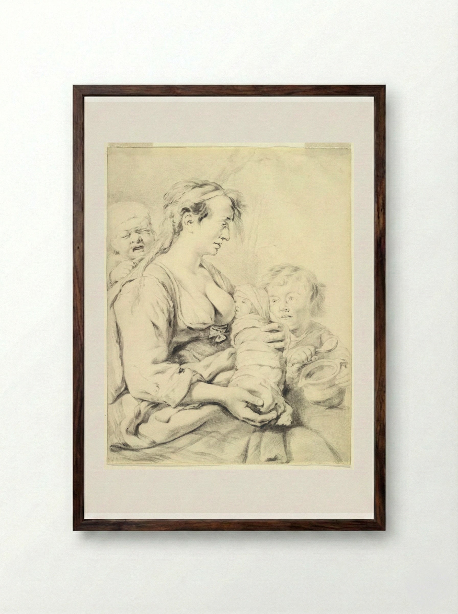 The Gypsy - Cornelis Visscher - Framed Print Dark Wood