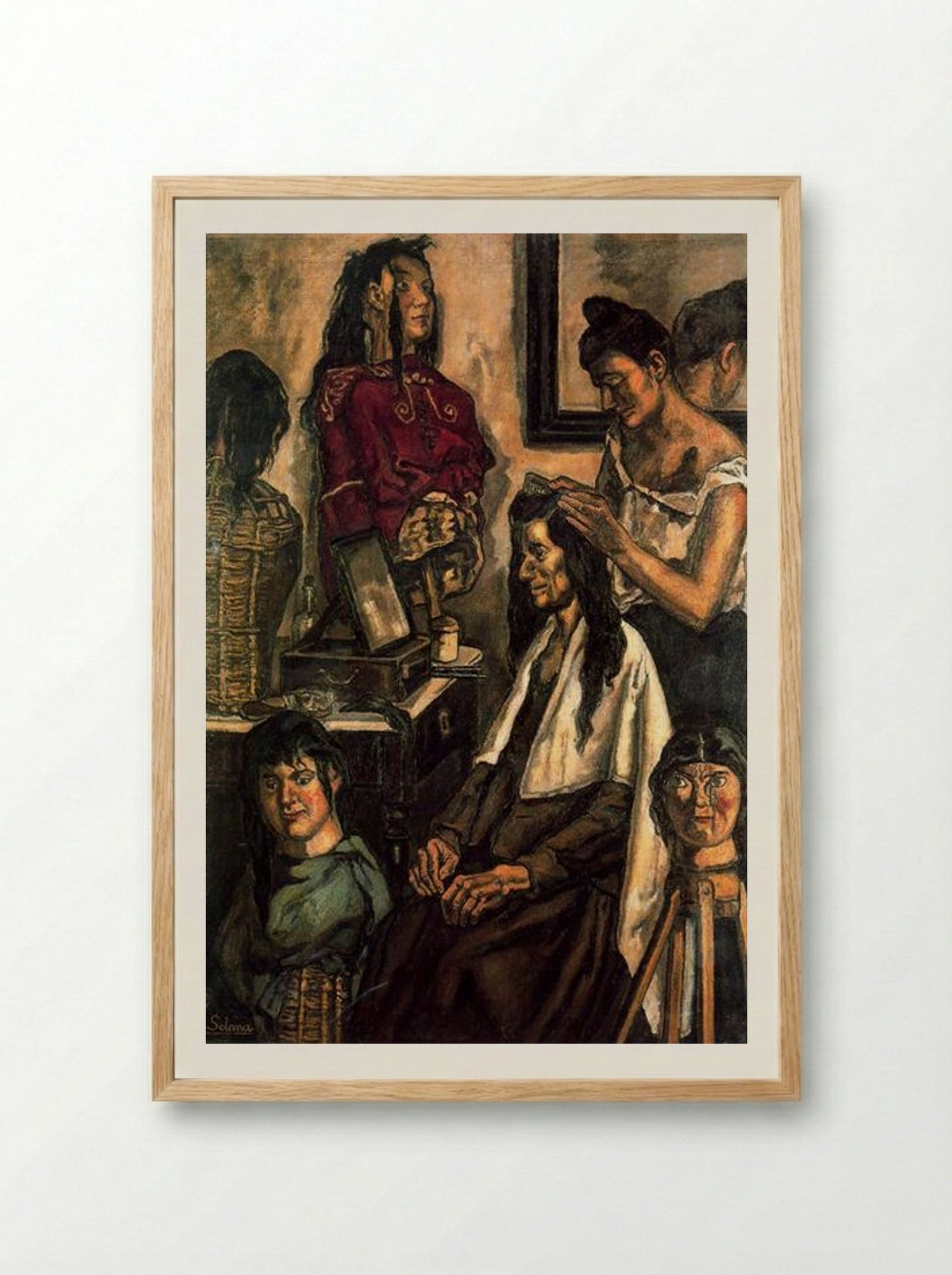 The Hairdresser - José Gutiérrez Solana - Framed Print Wood
