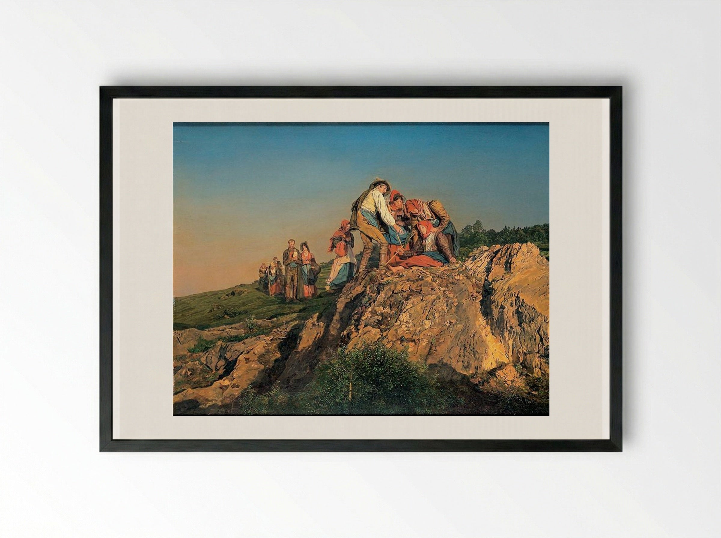 The Halted Pilgrimage (The Assistance) - Ferdinand Georg Waldmüller - Framed Print Black