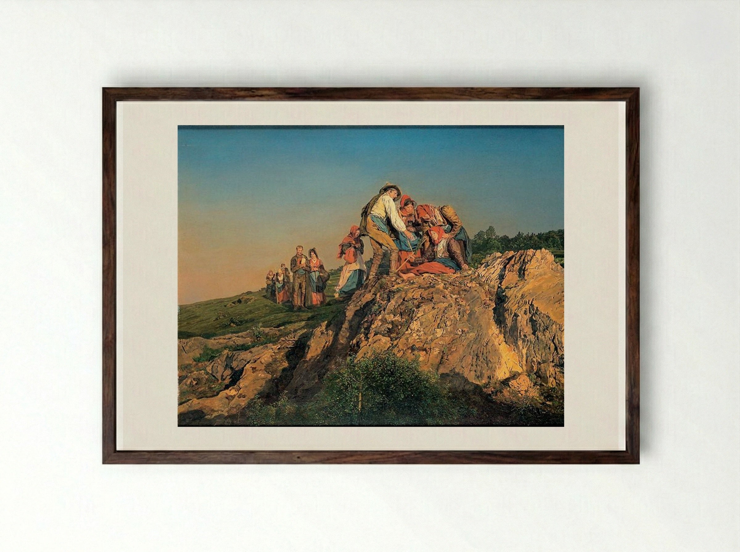 The Halted Pilgrimage (The Assistance) - Ferdinand Georg Waldmüller - Framed Print Dark Wood