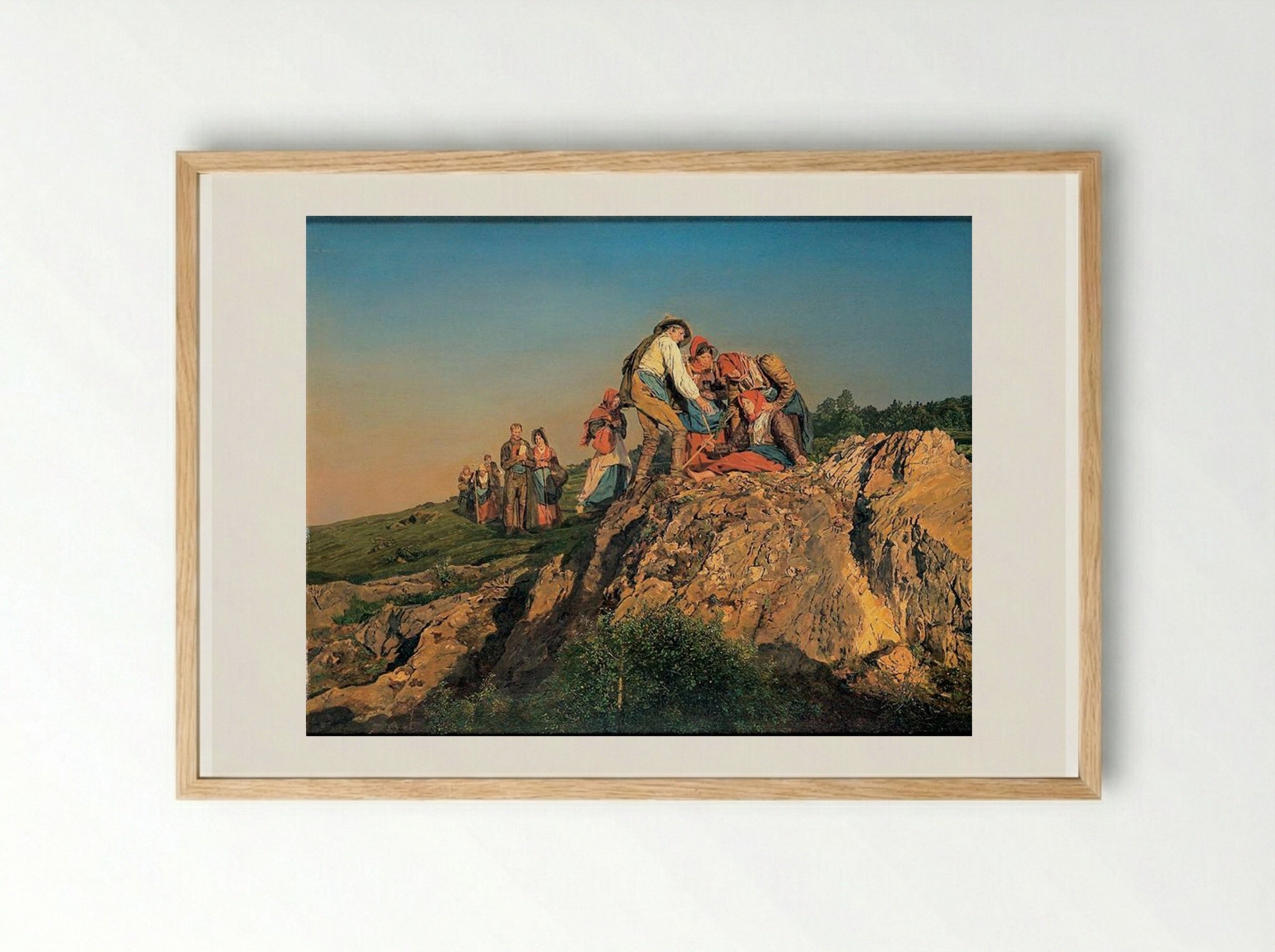The Halted Pilgrimage (The Assistance) - Ferdinand Georg Waldmüller - Framed Print Wood