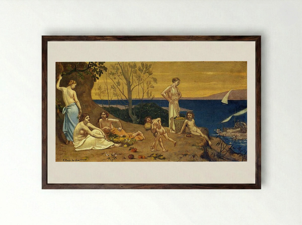 The Happy Land - Pierre Puvis de Chavannes - Framed Print Dark Wood