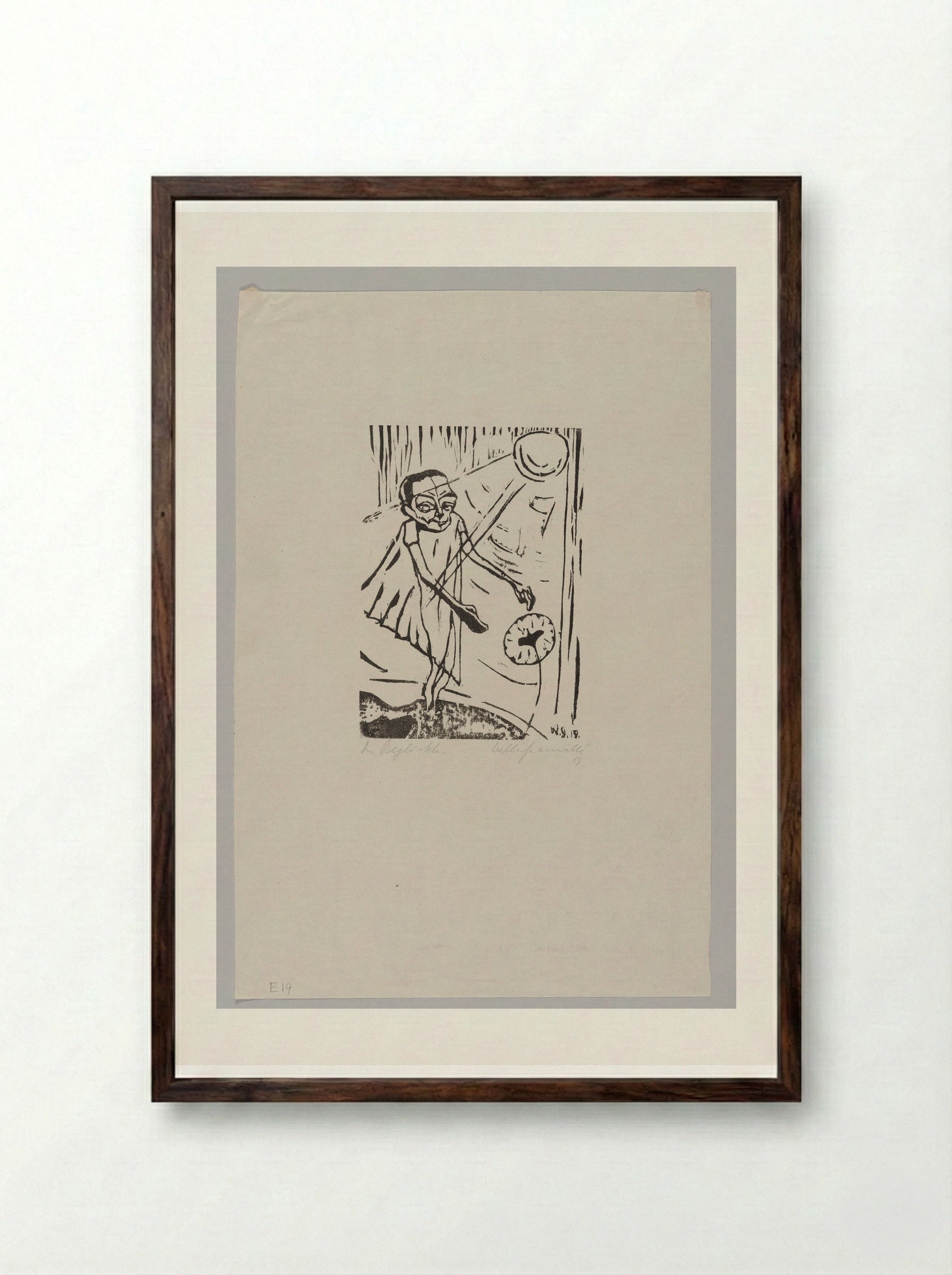 The Happy One - Walter Gramatté - Framed Print Dark Wood