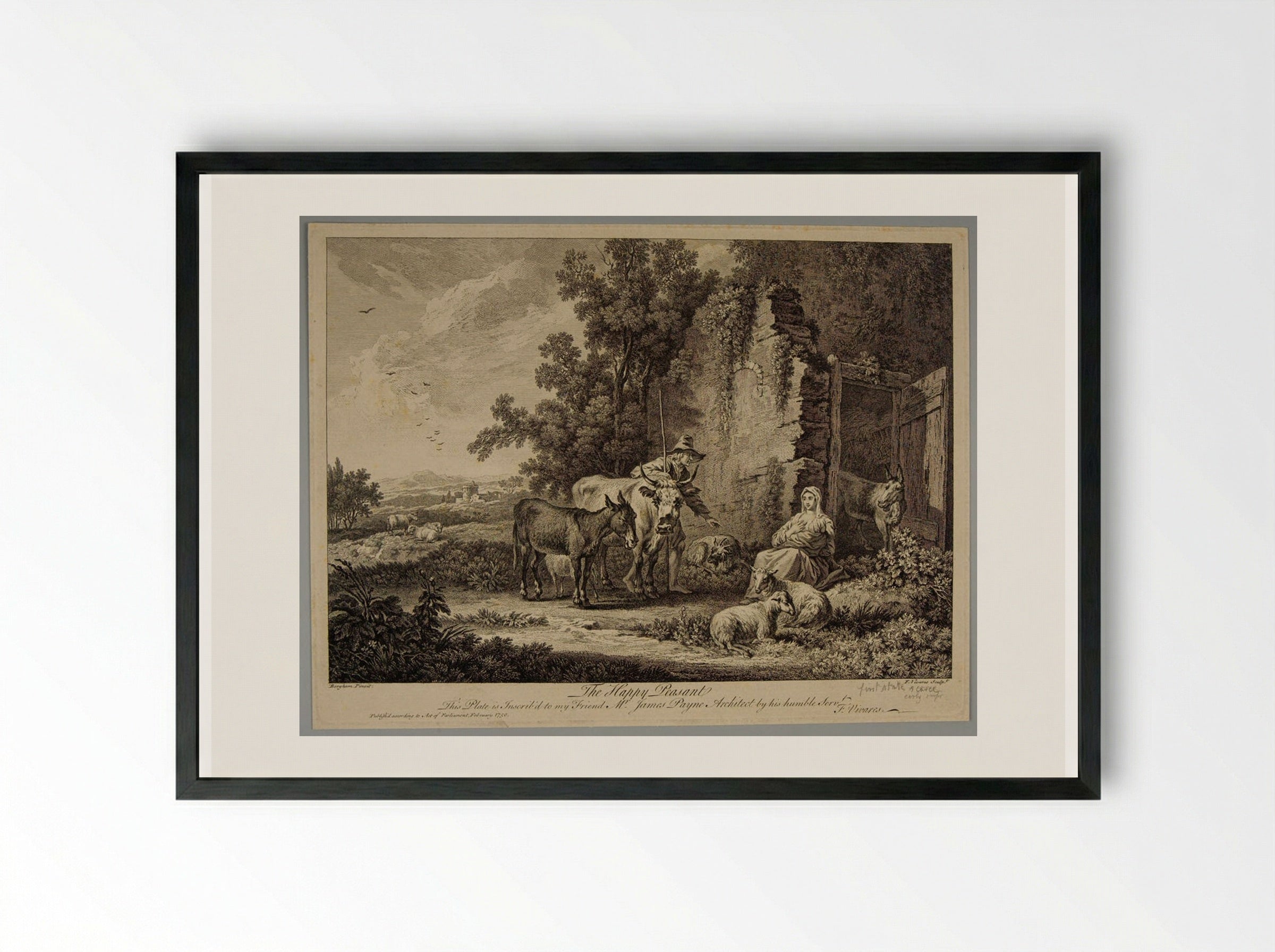 The Happy Peasant - François Vivares - Framed Print Black
