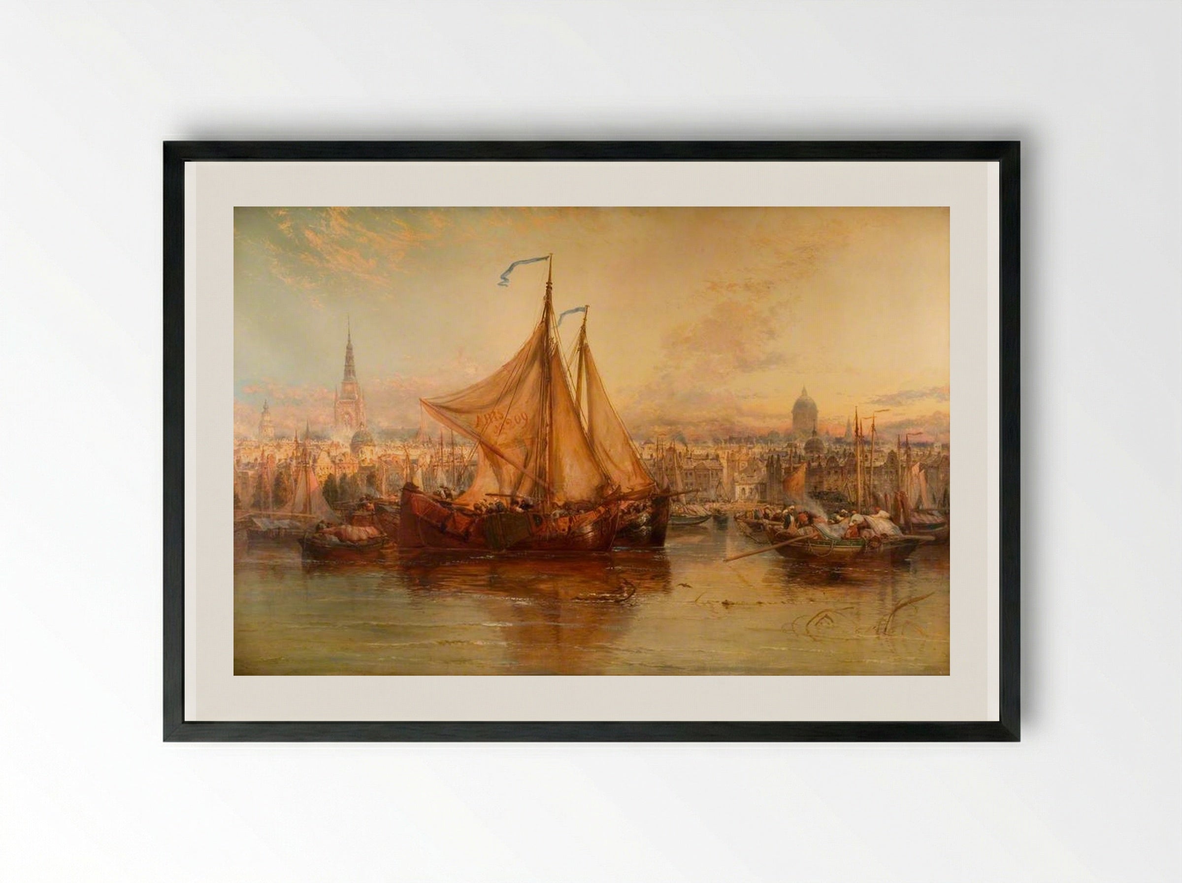 The Harbour, Amsterdam - James Webb - Framed Print Black